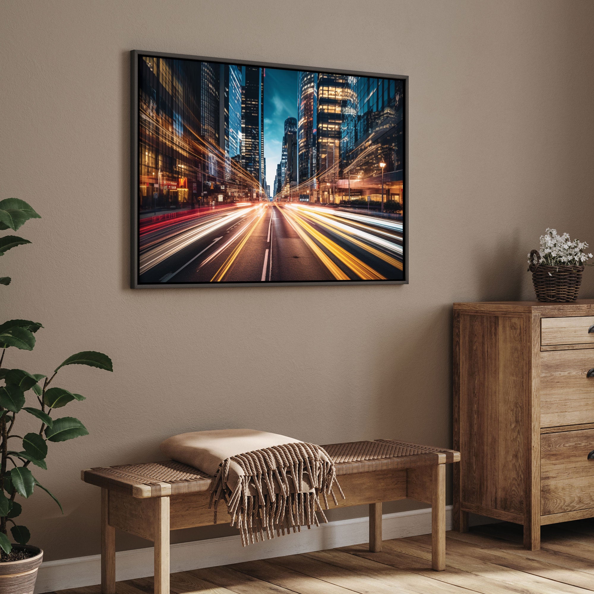 City life Canvas painting with frame Big Size Wall Art for living room,Bedroom,Drawing room,Hotels