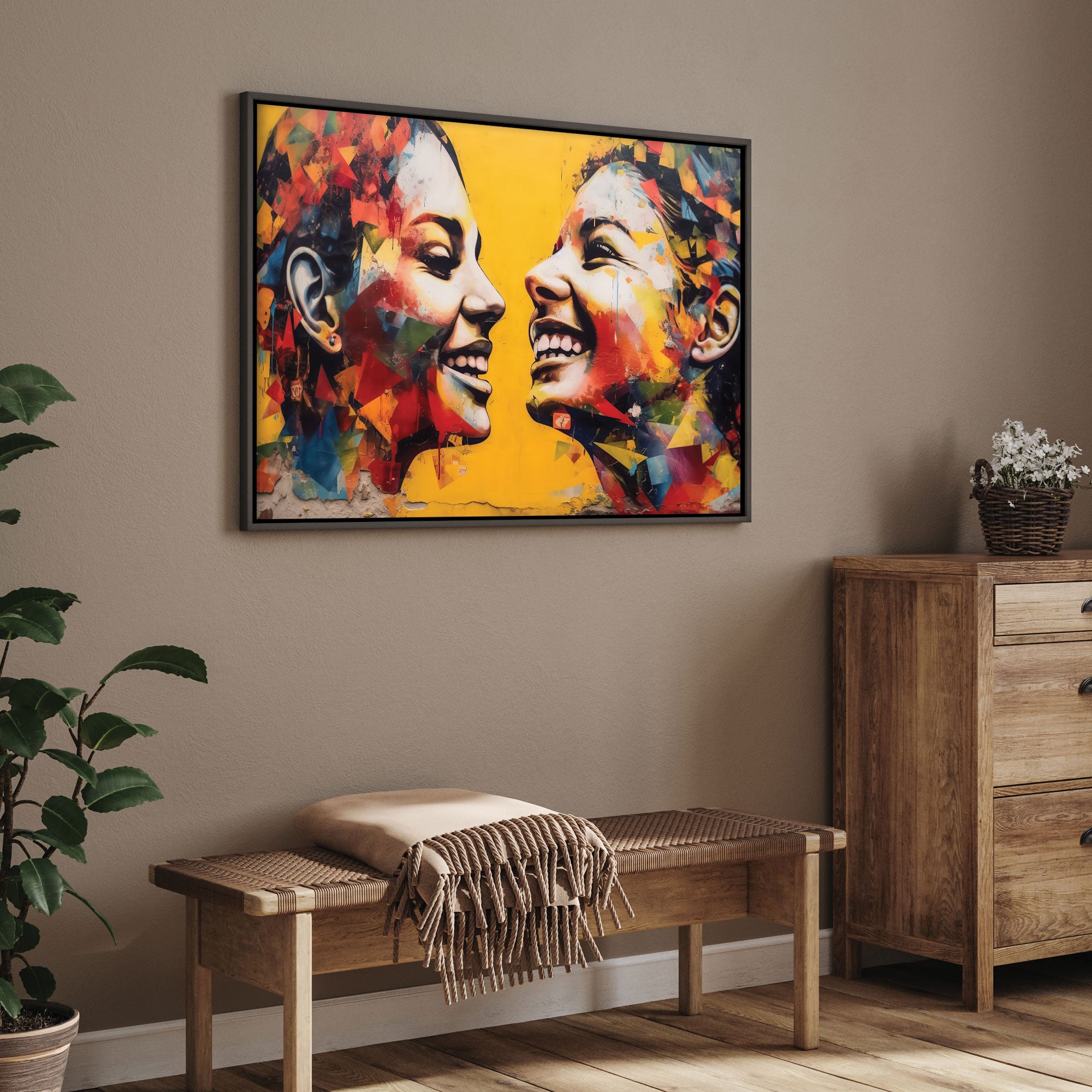 Multi WomenAbstract Canvas painting with frame Big Size Wall Art for living room,Bedroom,Drawing room,Hotels