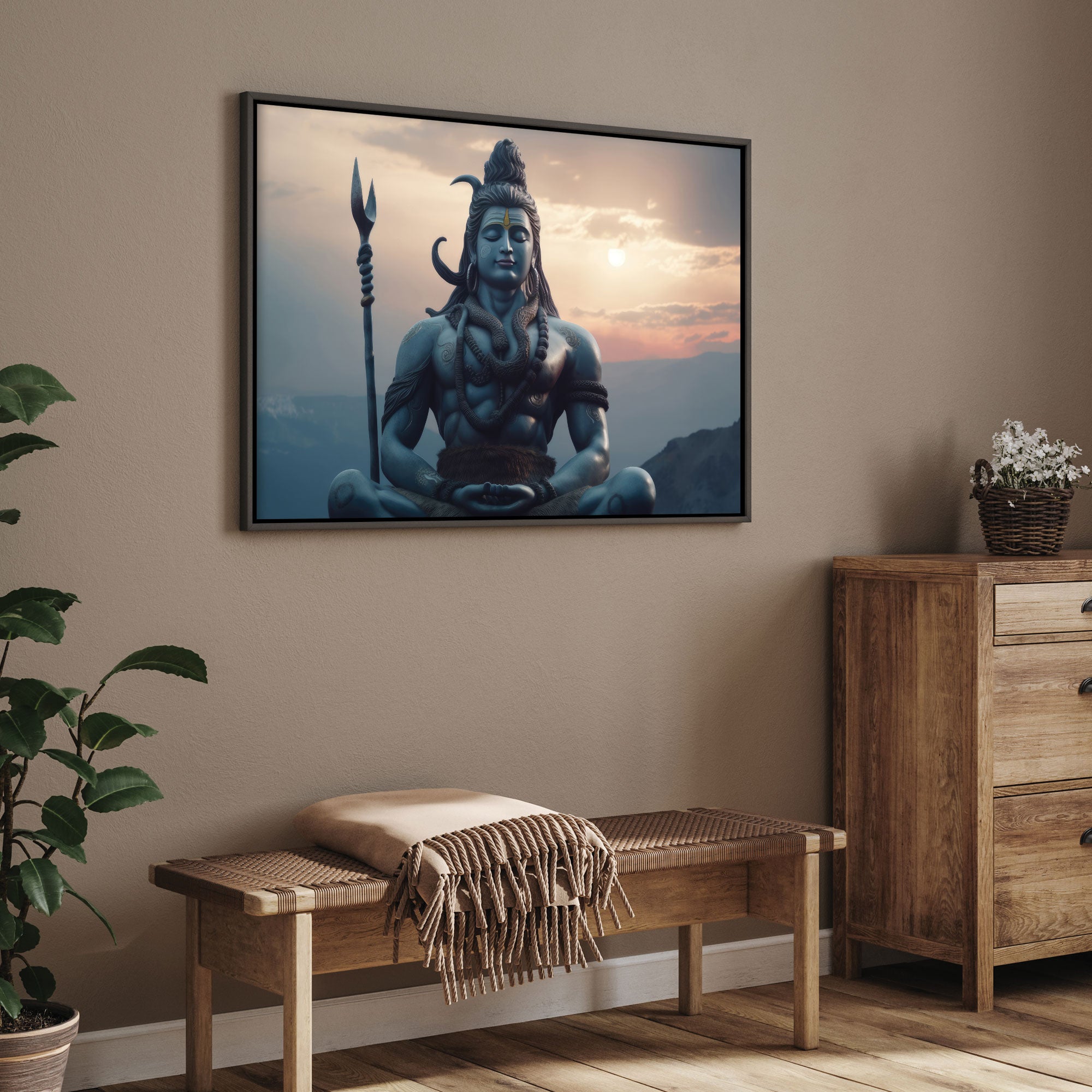 Lord shivji Canvas painting with frame Big Size Wall Art for living room,Bedroom,Drawing room,Hotels