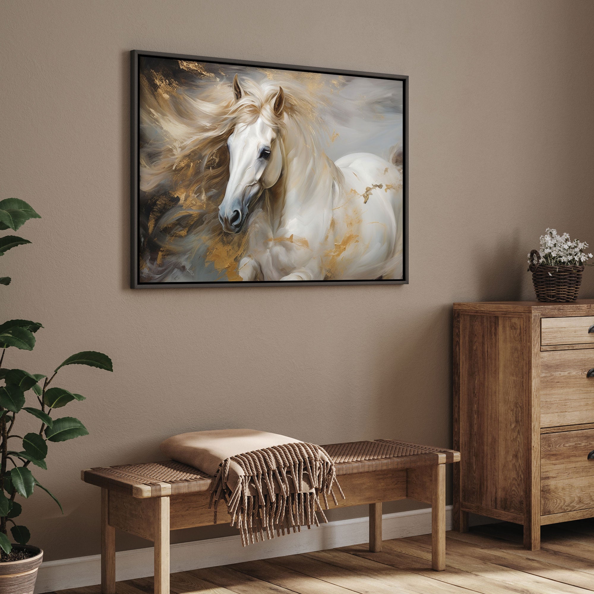 Modern horse Canvas painting with frame Big Size Wall Art for living room,Bedroom,Drawing room,Hotels
