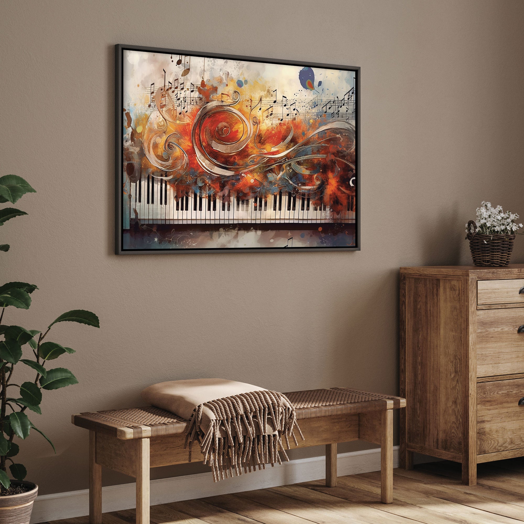 Pianno music Canvas painting with frame Big Size Wall Art for living room,Bedroom,Drawing room,Hotels