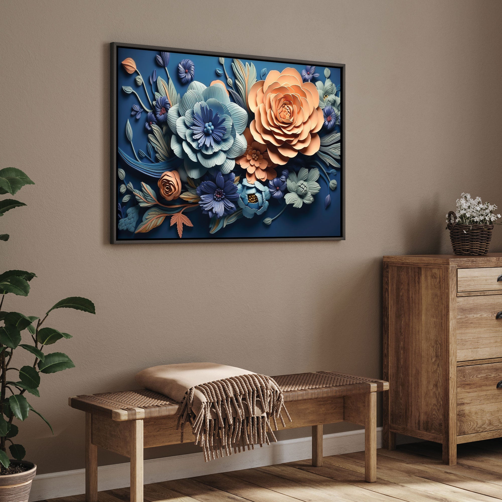 Modern flowers Canvas painting with frame Big Size Wall Art for living room,Bedroom,Drawing room,Hotels