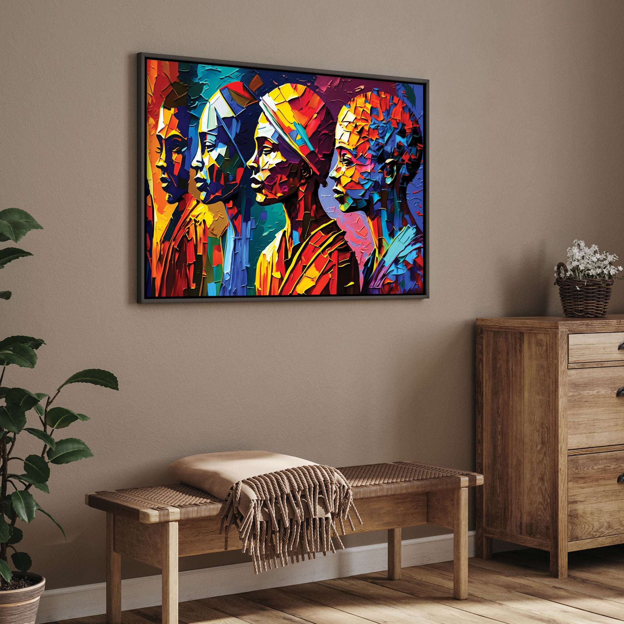 Multiwoman face Canvas painting with frame Big Size Wall Art for living room,Bedroom,Drawing room,Hotels