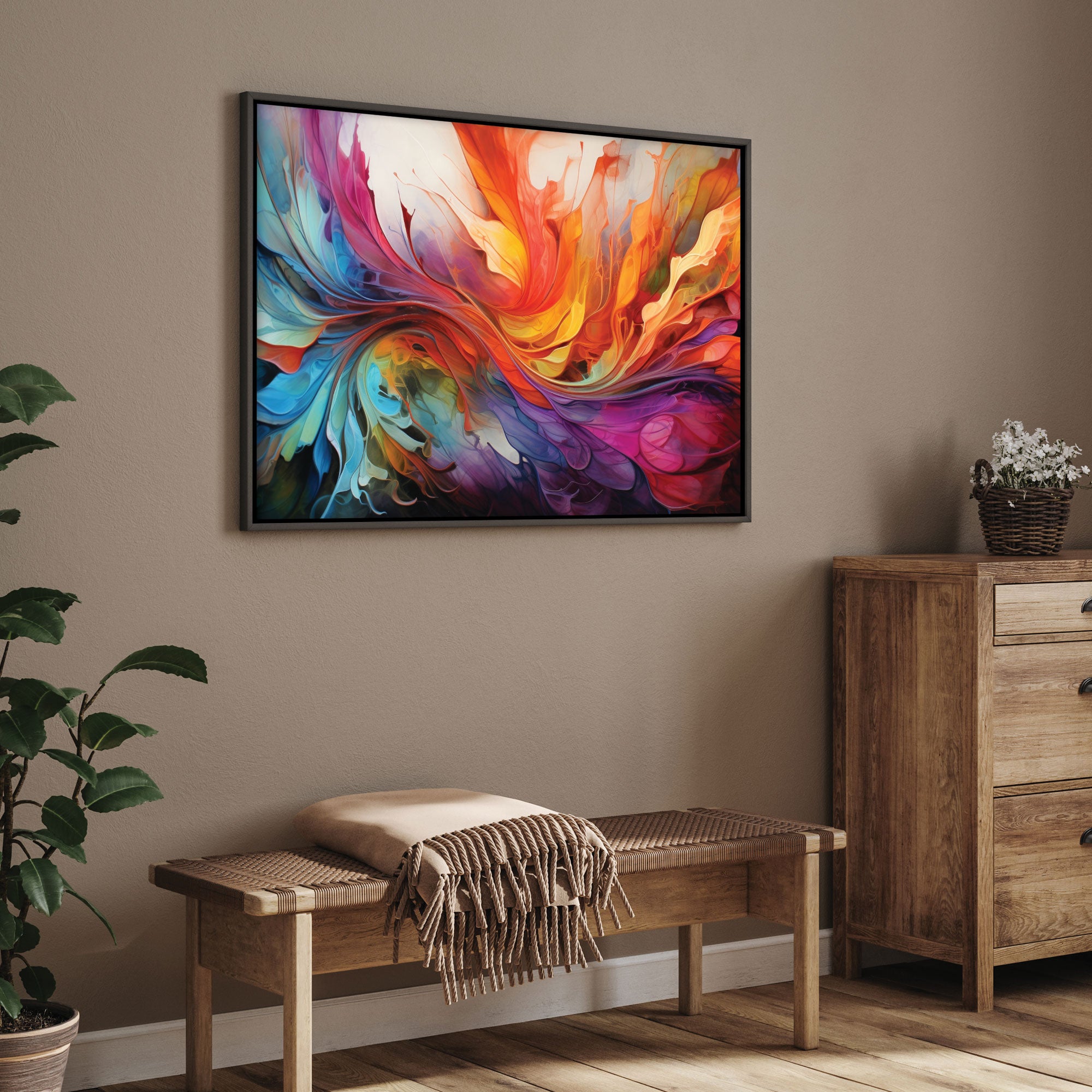 The Castle Decor multiclour abstract canvas/Sparkle painting with frame Big Size Wall Art for living room,Bedroom,Drawing room,Hotels-Wooden Framed-Digital Painting