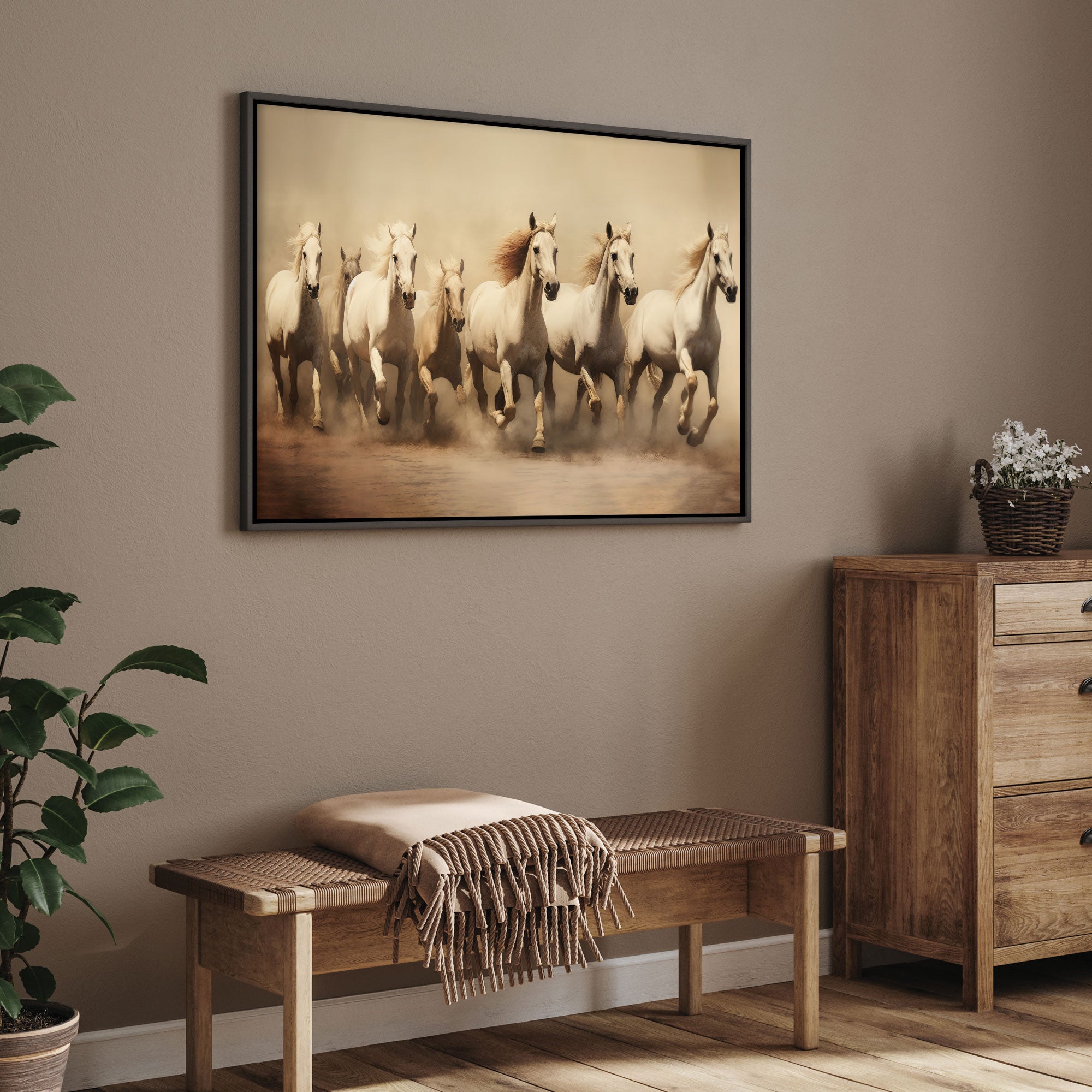 Vaastu running horses Canvas painting Big Size Wall Art for living room,Bedroom,Drawing room,Hotels