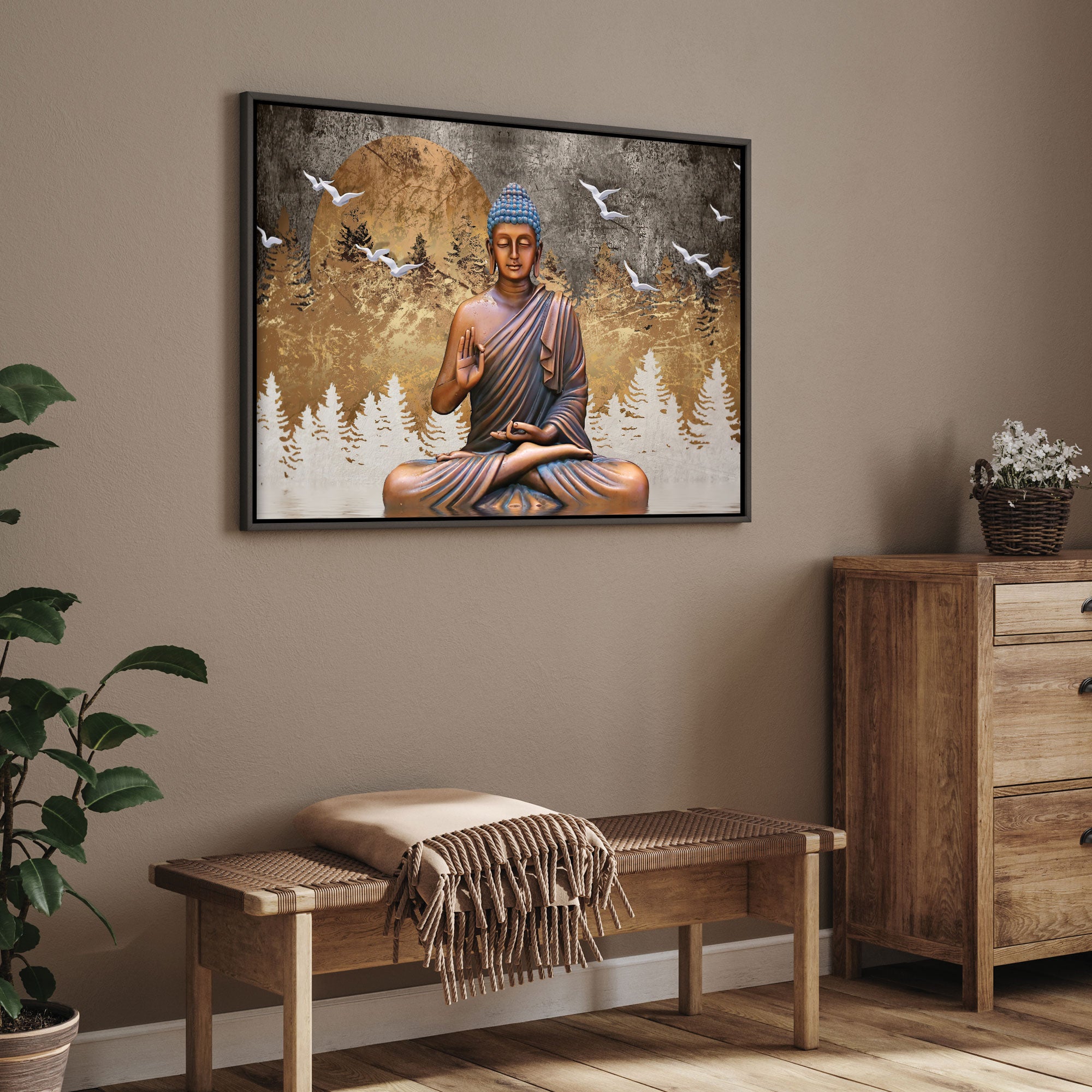 Modern budha art Canvas painting with frame Big Size Wall Art for living room,Bedroom,Drawing room,Hotels