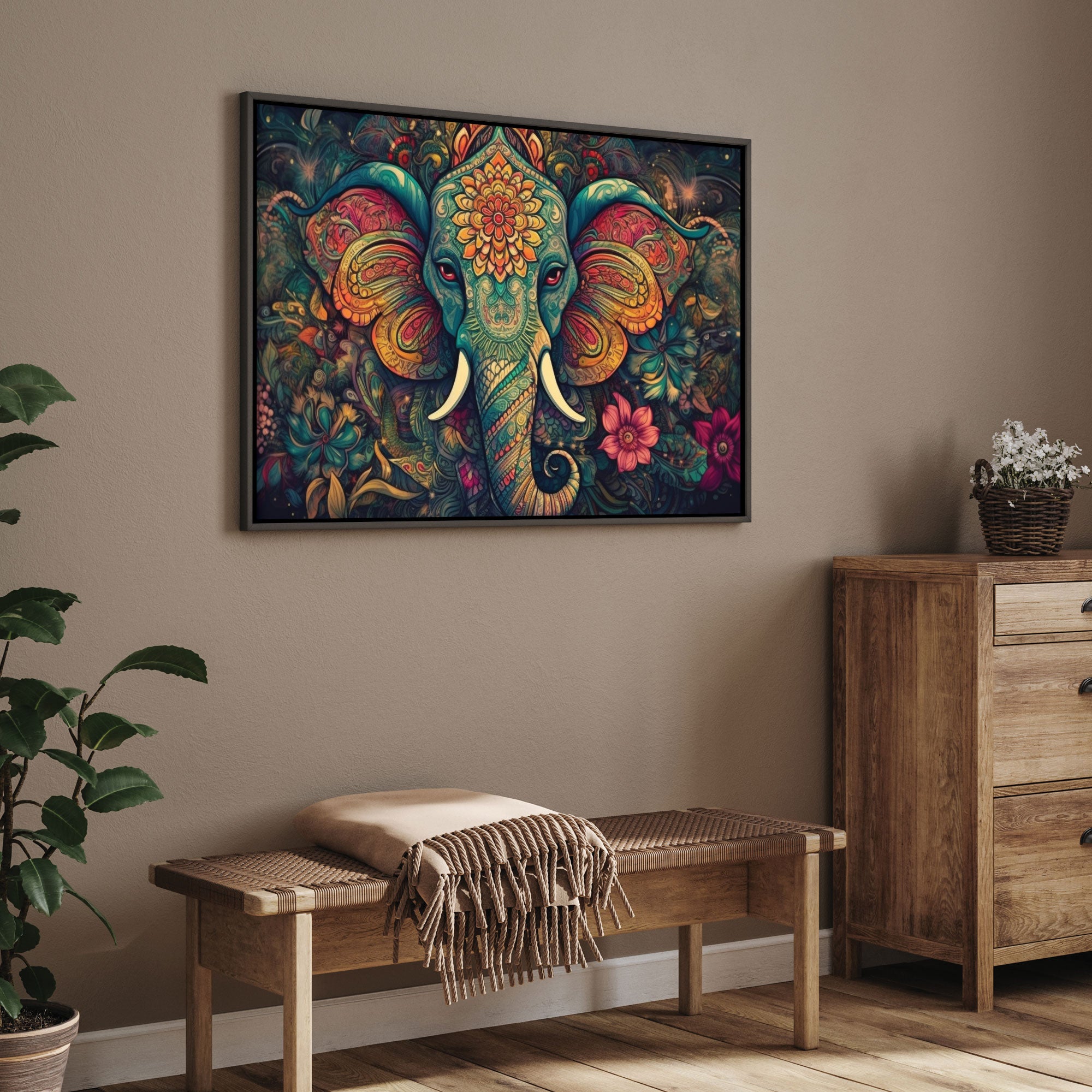 Ganesh ji Canvas painting with frame Big Size Wall Art for living room,Bedroom,Drawing room,Hotels