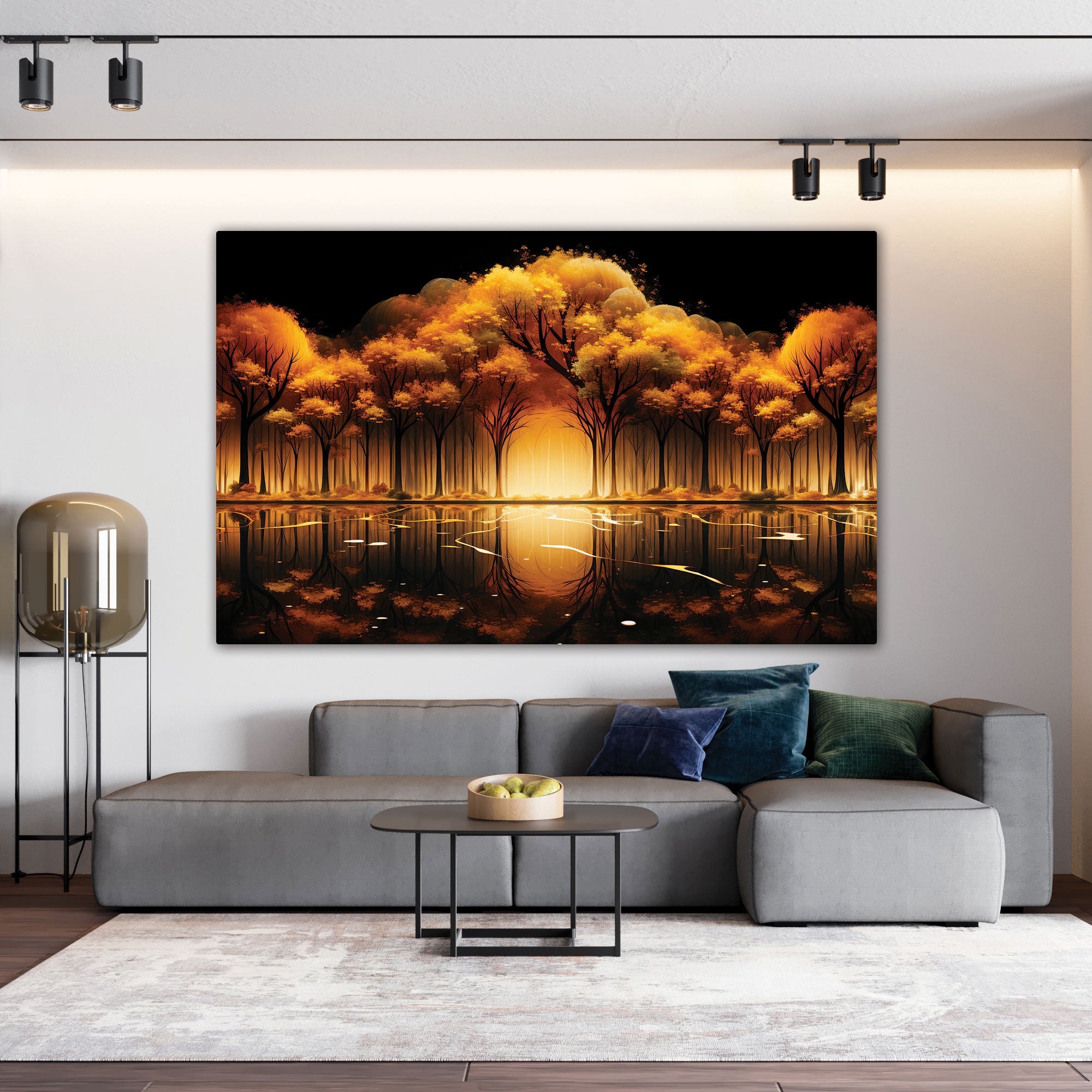Golden trees Canvas painting with frame Big Size Wall Art for living room,Bedroom,Drawing room,Hotels