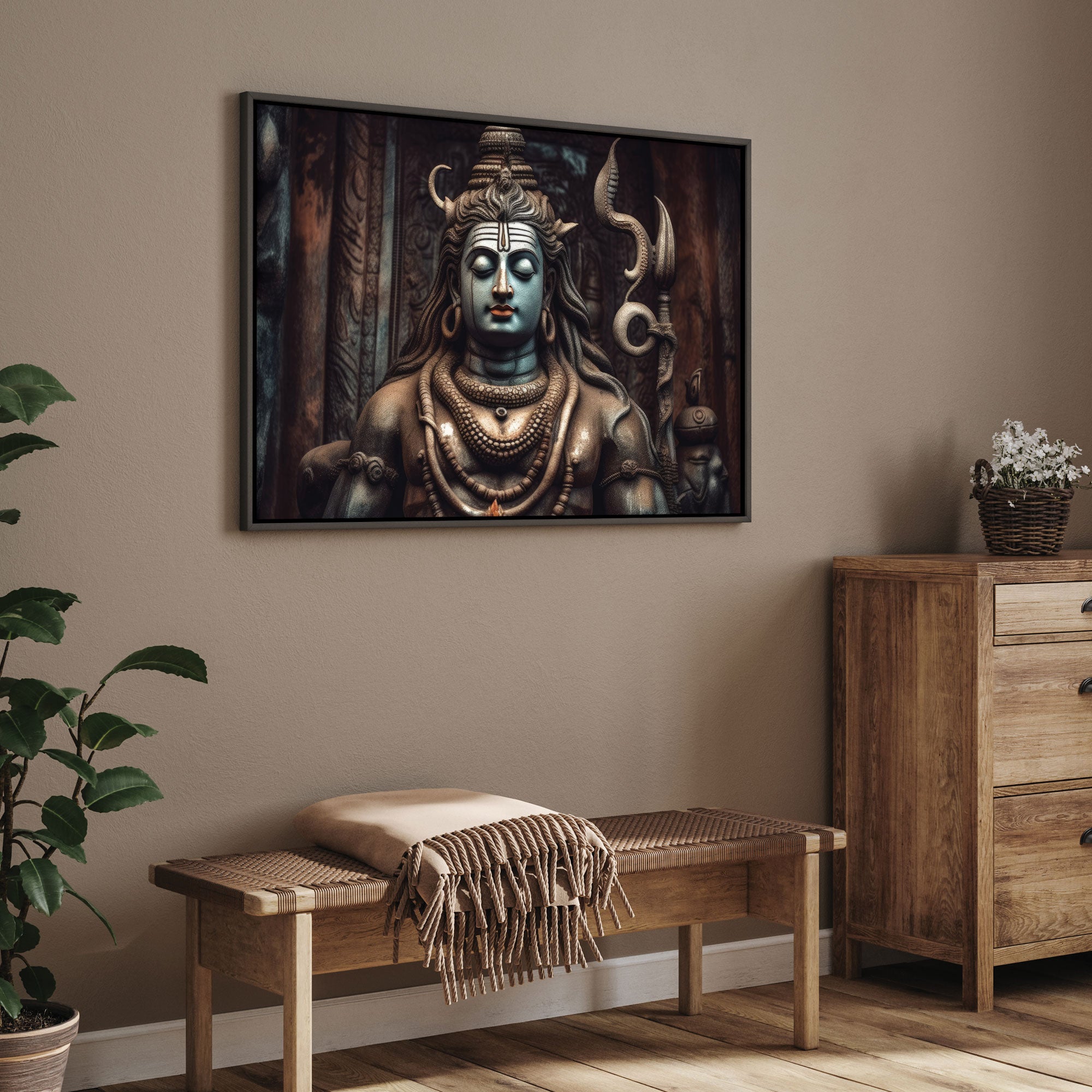 Lord shiva Canvas painting with frame Big Size Wall Art for living room,Bedroom,Drawing room,Hotels