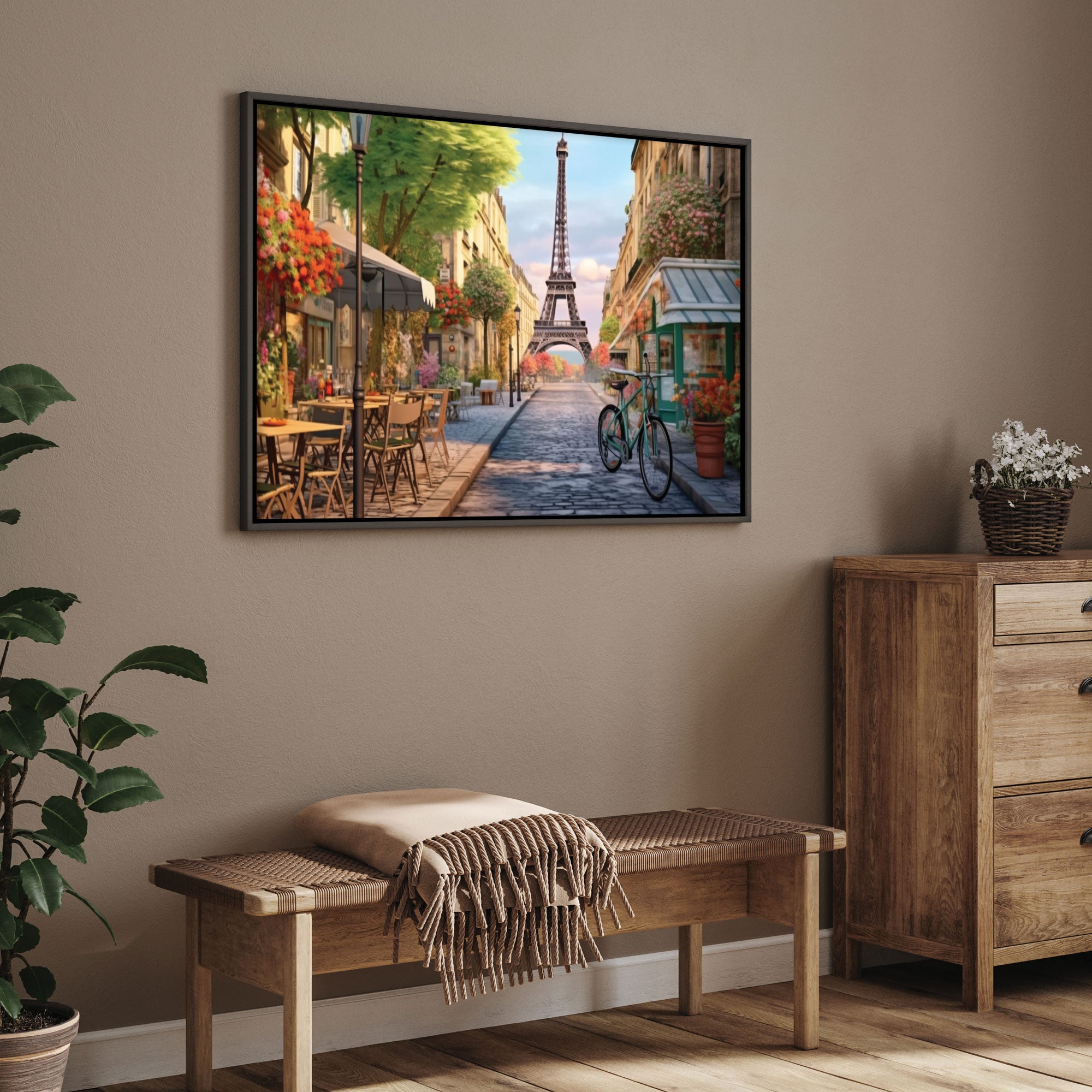Cafe paris Canvas painting with frame Big Size Wall Art for living room,Bedroom,Drawing room,Hotels