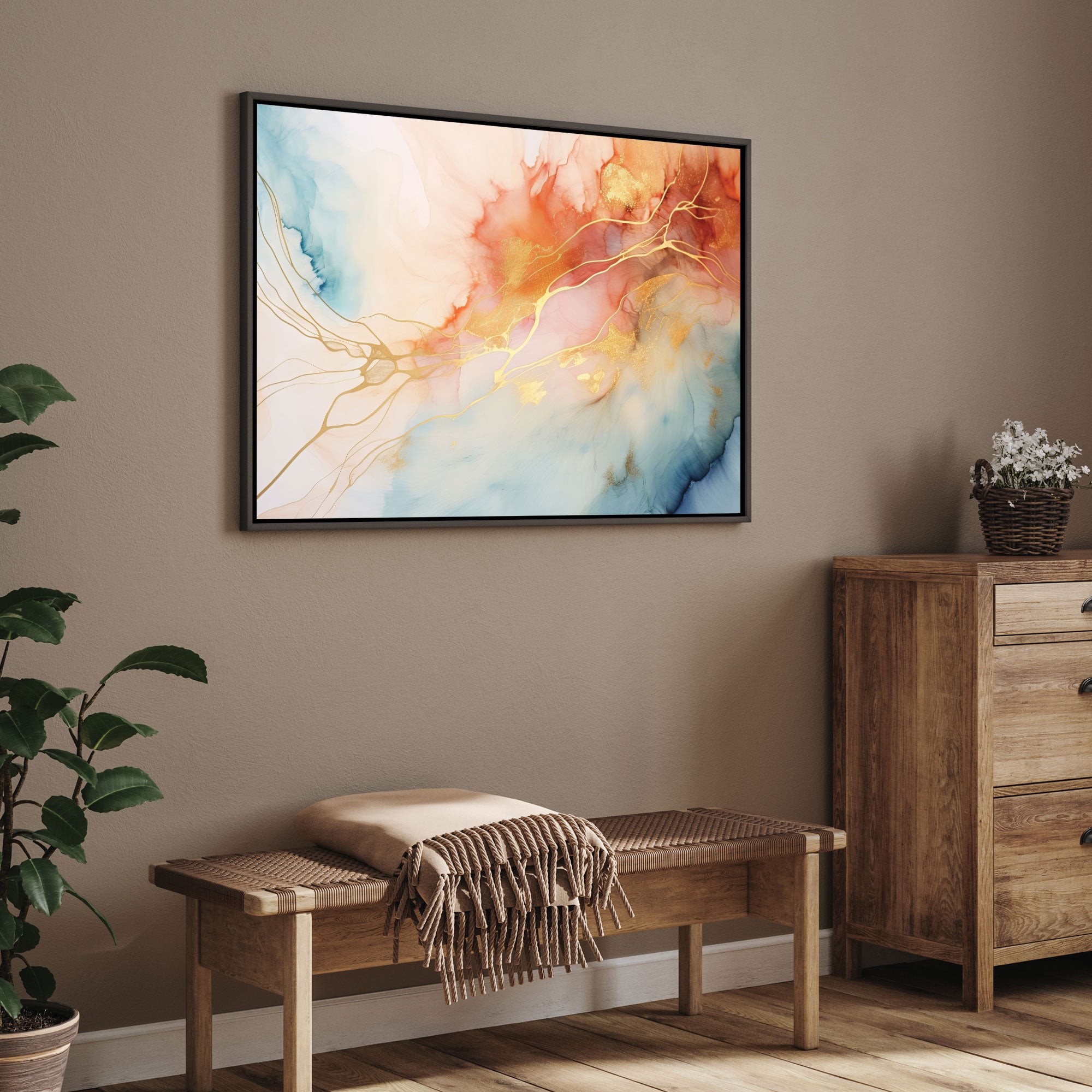 Marble Abstract Canvas painting with frame Big Size Wall Art for living room,Bedroom,Drawing room,Hotels