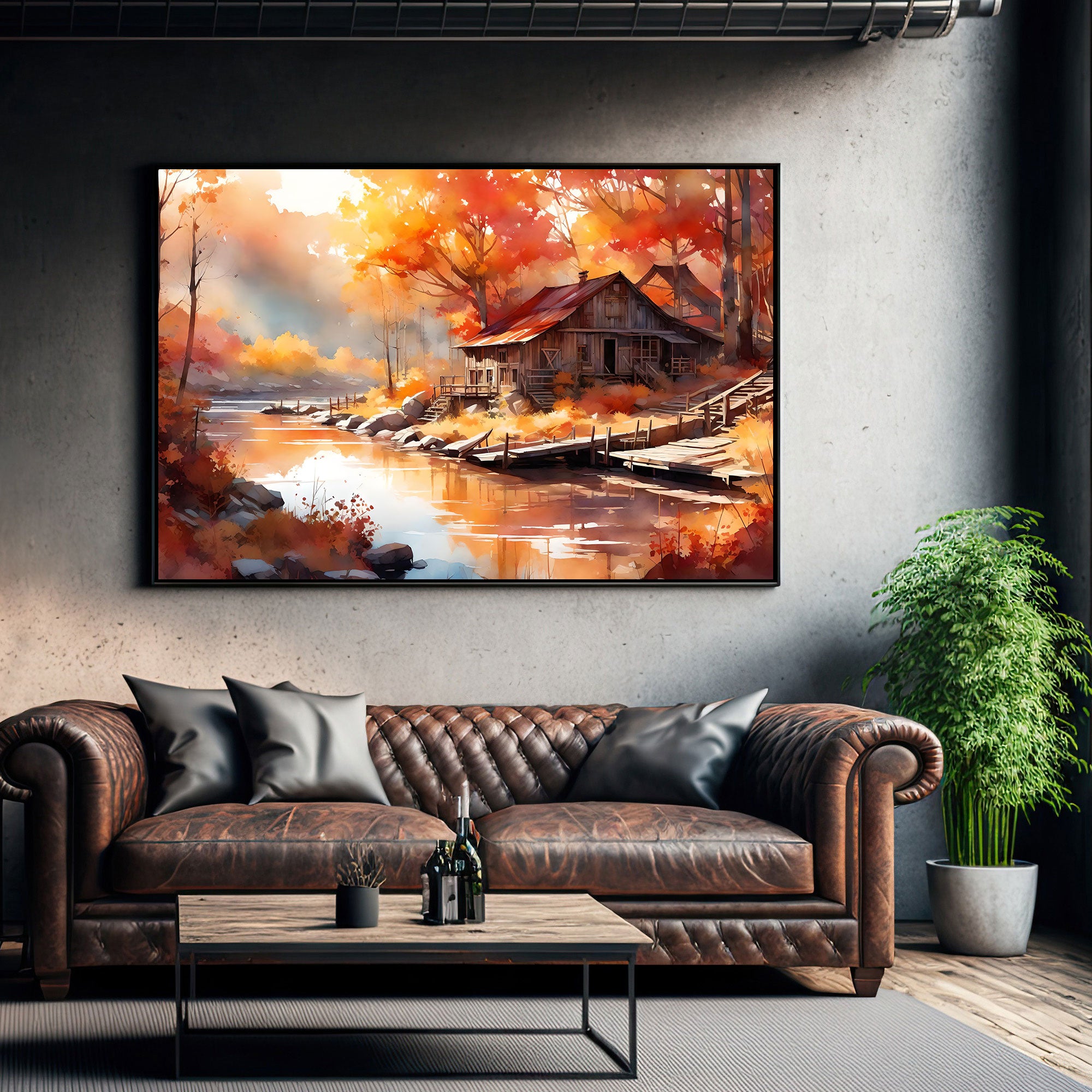 Forest Abstract Canvas painting with frame Big Size Wall Art for living room,Bedroom,Drawing room,Hotels