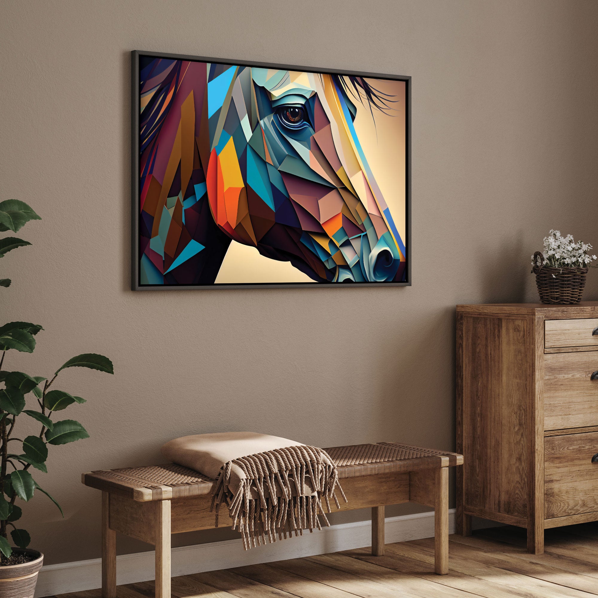 Abstract horse Canvas painting with frame Big Size Wall Art for living room,Bedroom,Drawing room,Hotels