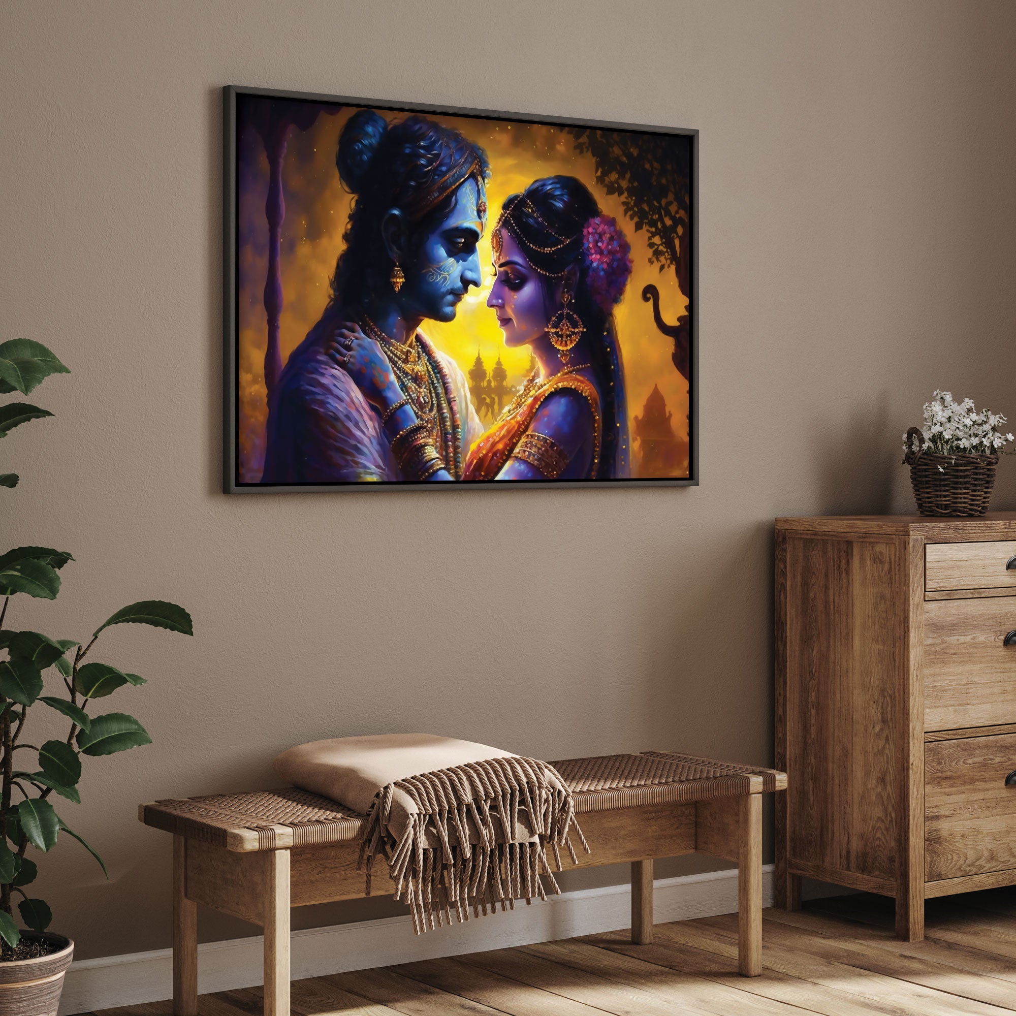Radha krishan ji Canvas painting with frame Big Size Wall Art for living room,Bedroom,Drawing room,Hotels