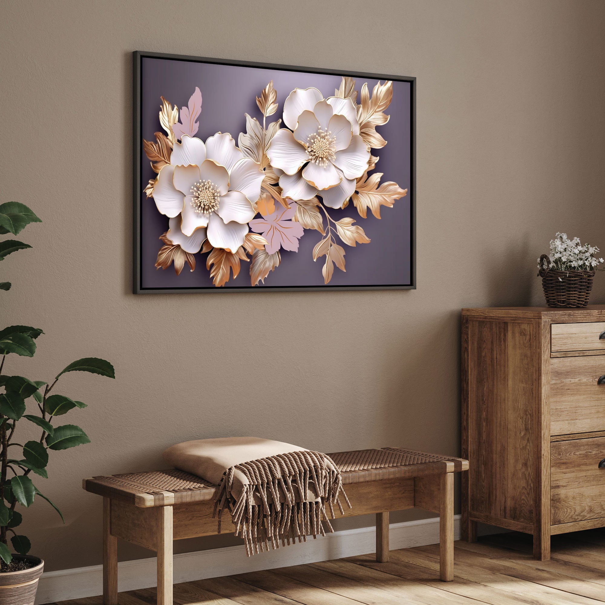 Flowers Canvas painting with frame Big Size Wall Art for living room,Bedroom,Drawing room,Hotels