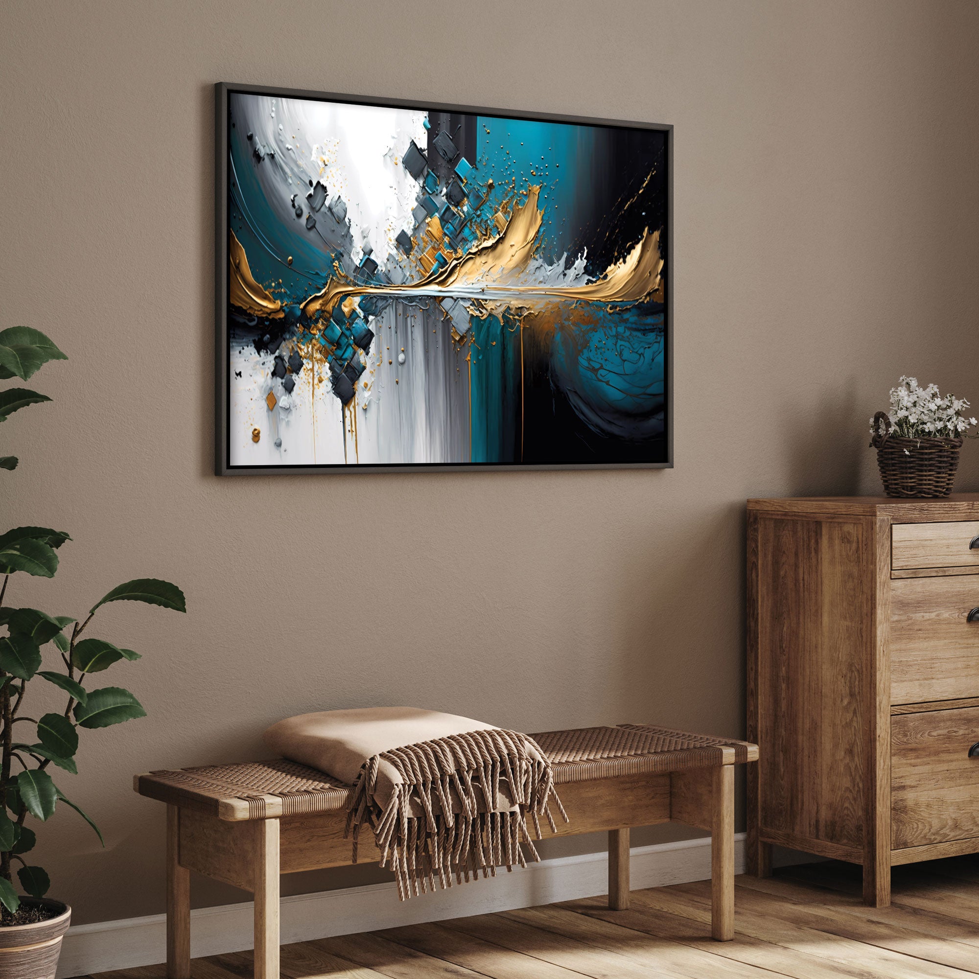 Splashes of bright paint Canvas painting with frame Big Size Wall Art for living room,Bedroom,Drawing room,Hotels