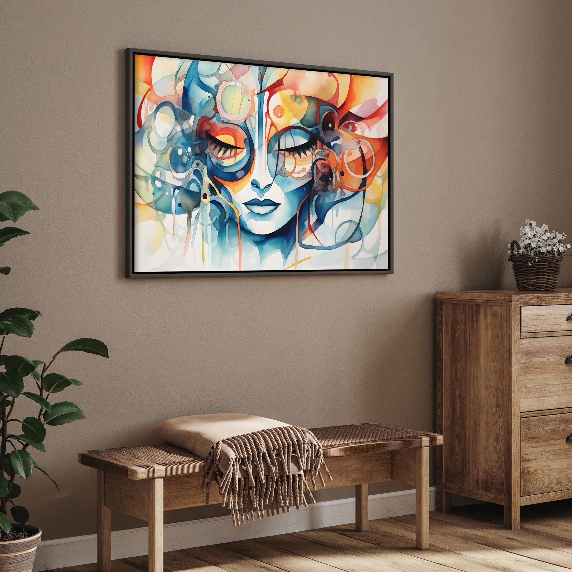 Multicolour face Canvas painting with frame Big Size Wall Art for living room,Bedroom,Drawing room,Hotels