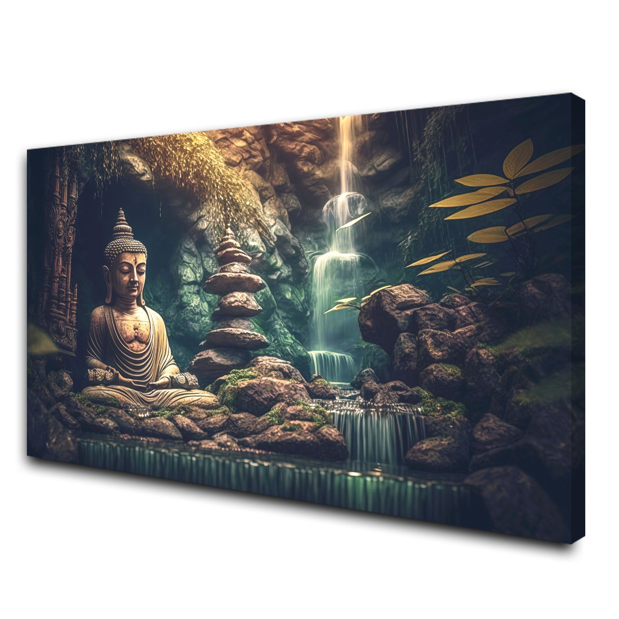Lord budha Canvas painting with frame Big Size Wall Art for living room,Bedroom,Drawing room,Hotels