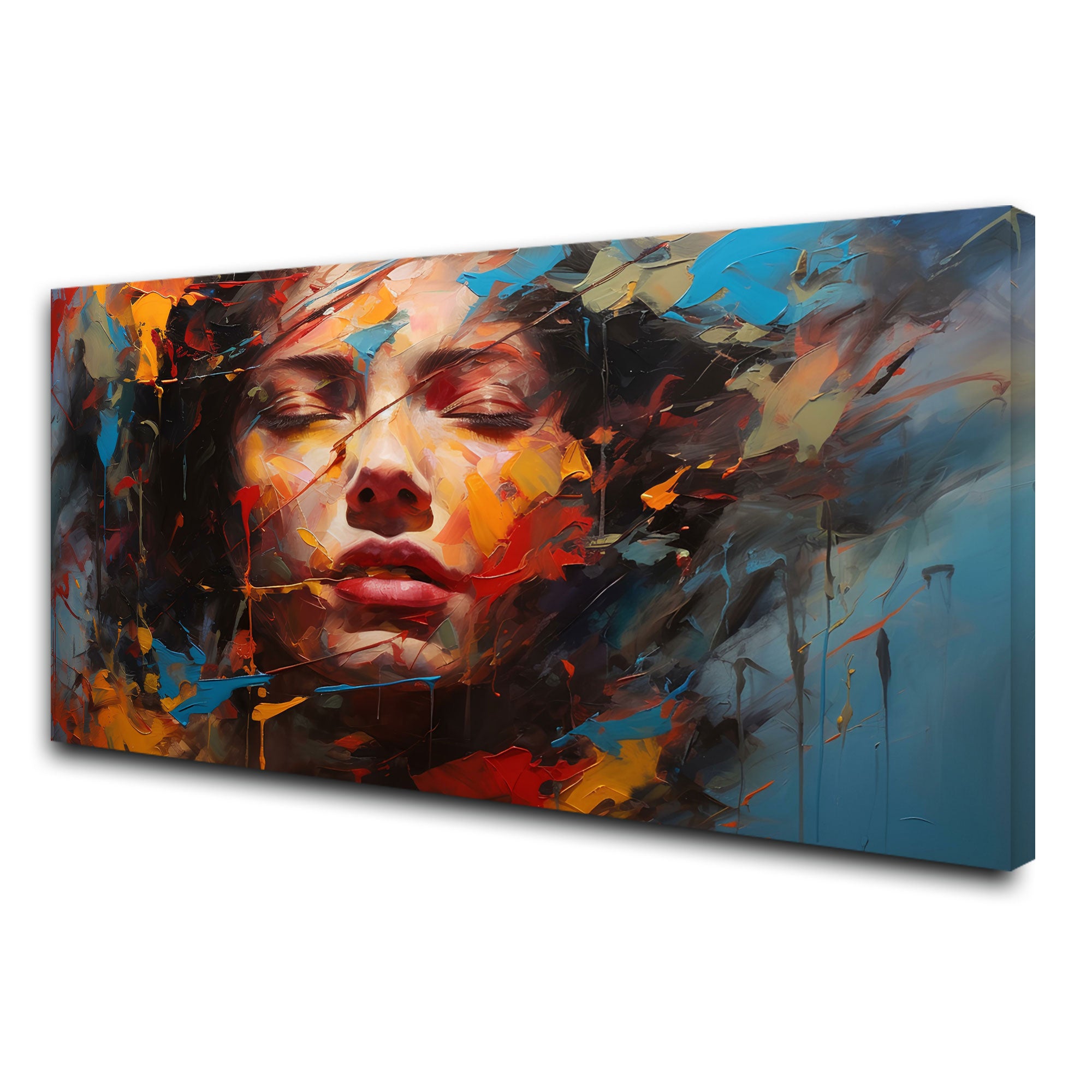 Women faceAbstract Canvas painting with frame Big Size Wall Art for living room,Bedroom,Drawing room,Hotels