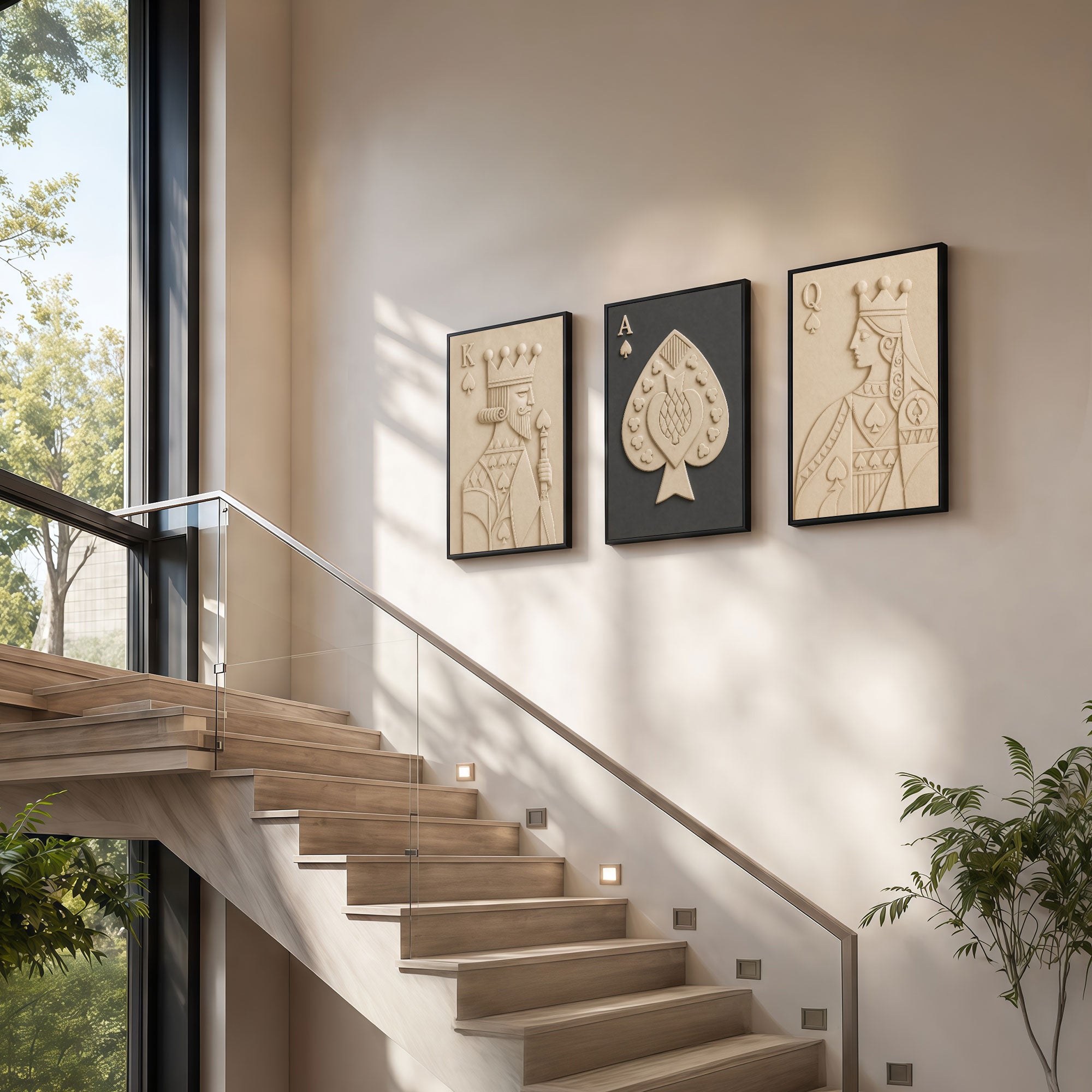 The Castle Decor 3-Piece Modern Minimalist 3D Relief Wall Art Set – Abstract Geometric Sculptural Framed Art, Neutral Terracotta & Cream Textured Bas-Relief Panels for Living Room, Staircase, Entryway (Copy)