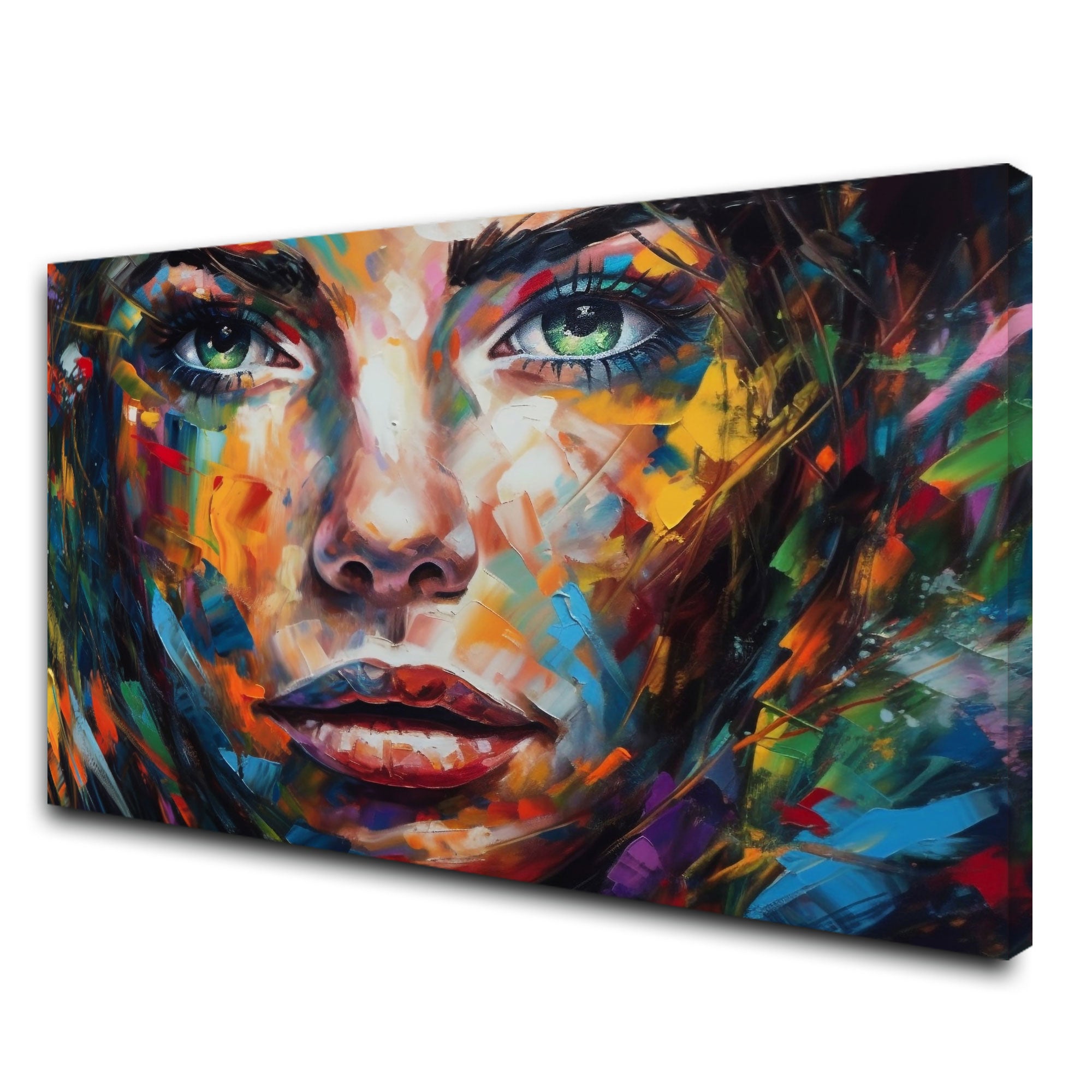 Woman Multicolour facce Canvas painting with frame Big Size Wall Art for living room,Bedroom,Drawing room,Hotels