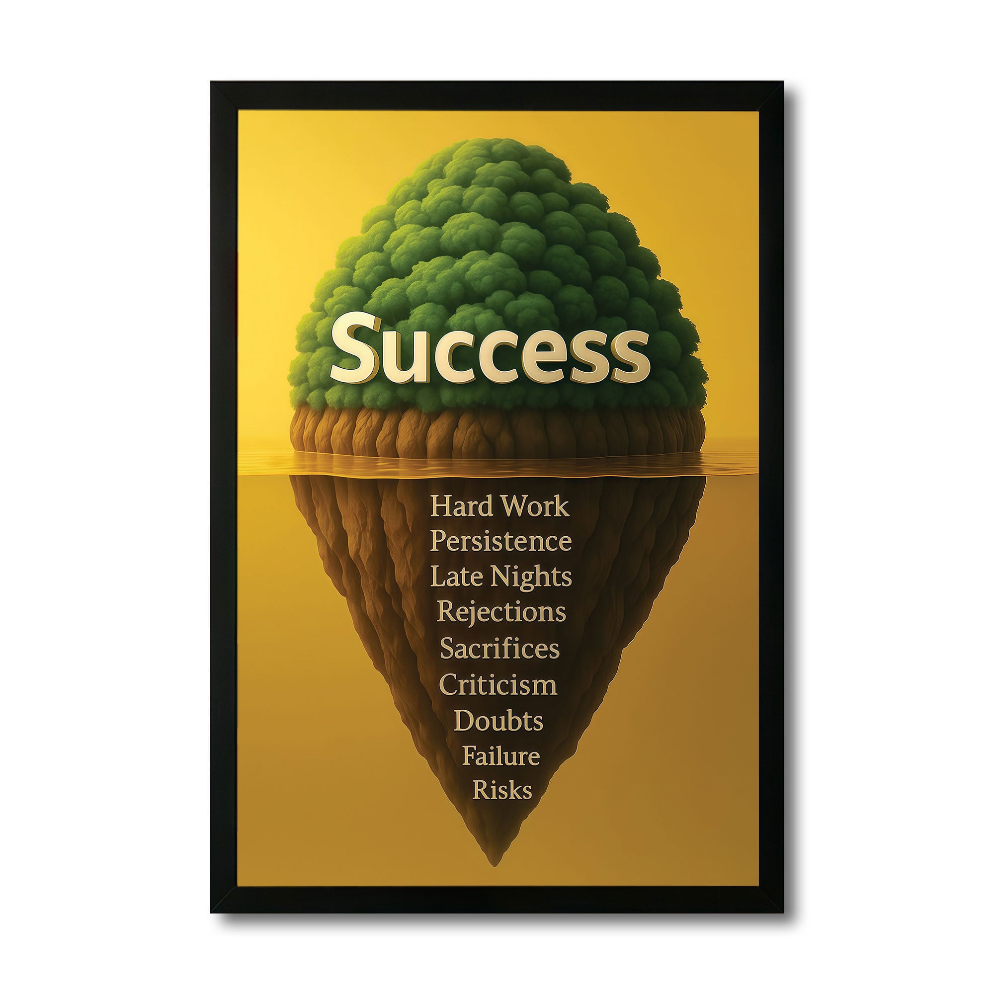 The Castle Decor Success Iceberg Motivational Wall Art Frame | Hard Work Quote Wall Decor for Office & Workspace