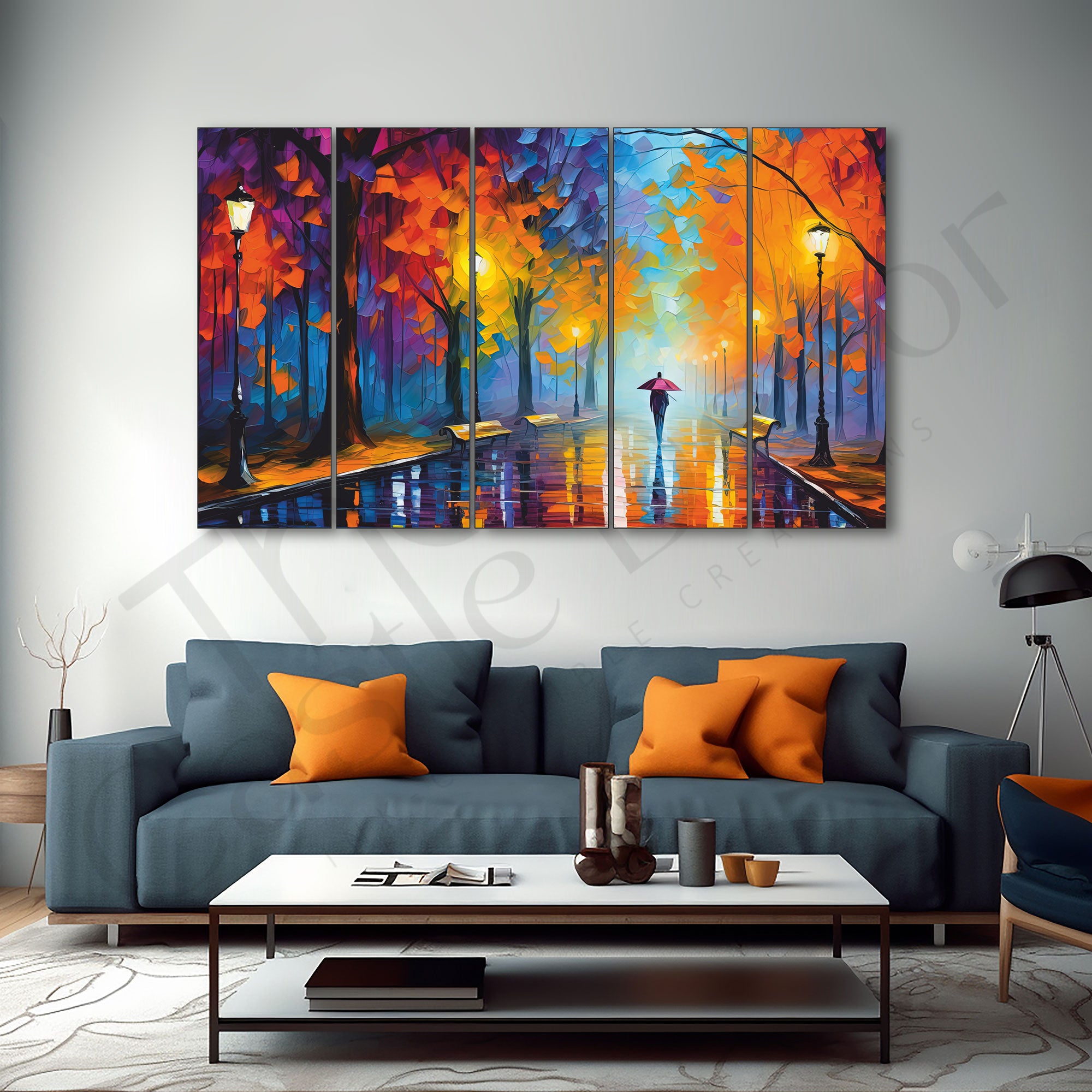Trees Passage Painting Set of 5 for Home Decoration