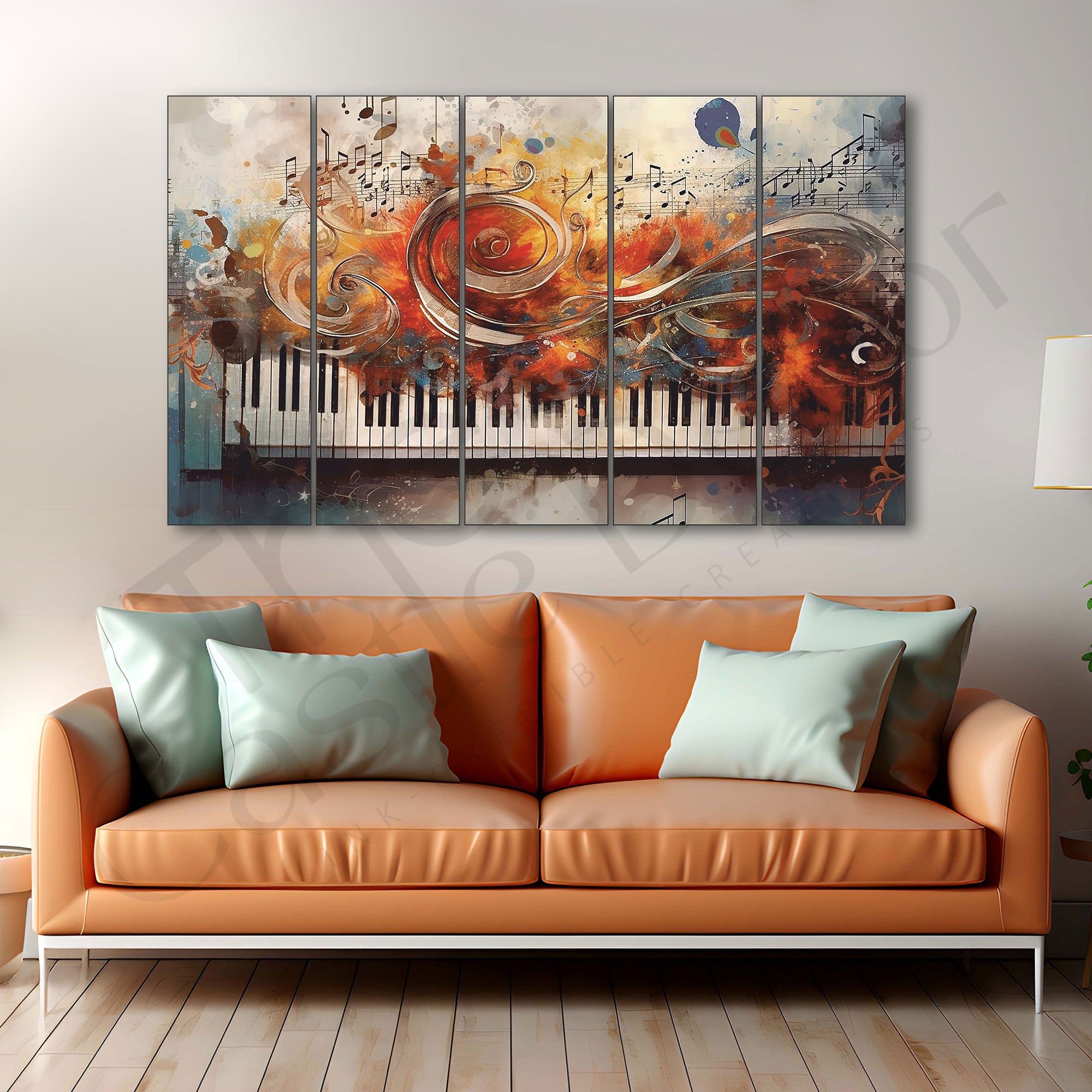 Music Piano Painting Set of 5 for Home Decoration