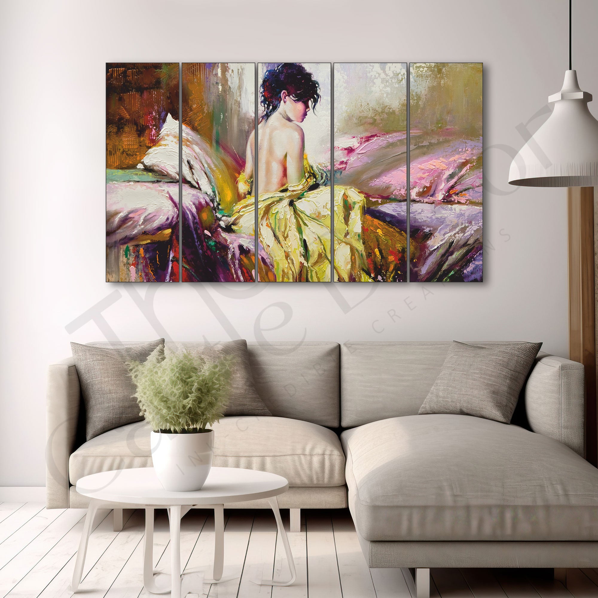 Modern Girl Painting Set of 5 for Home Decoration