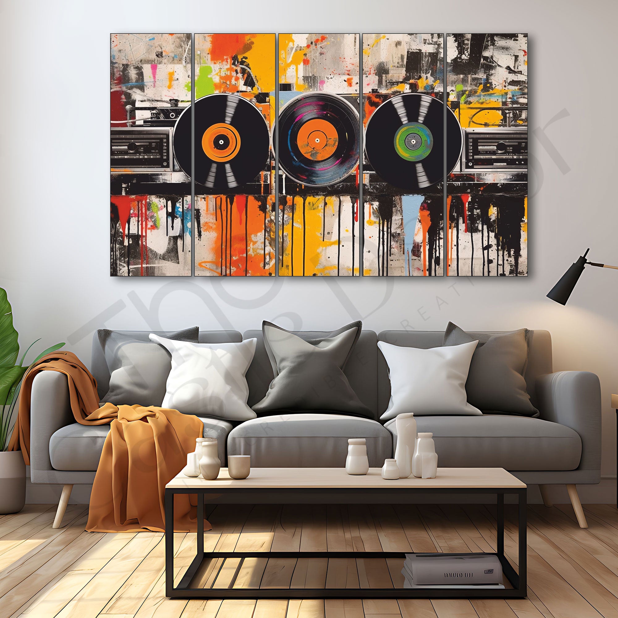 Music Retro Painting Set of 5 for Home Decoration