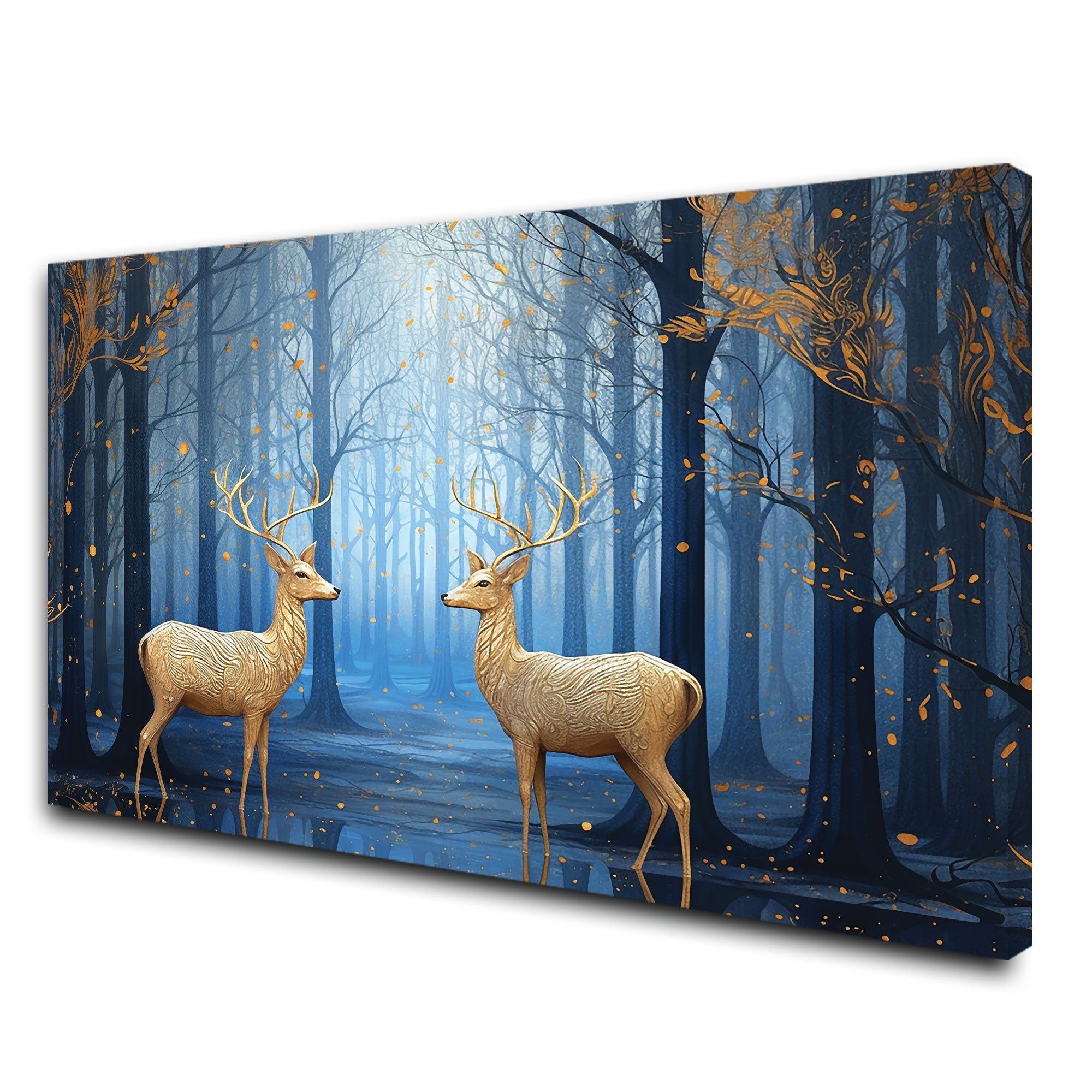 Golden deers Canvas painting with frame Big Size Wall Art for living room,Bedroom,Drawing room,Hotels