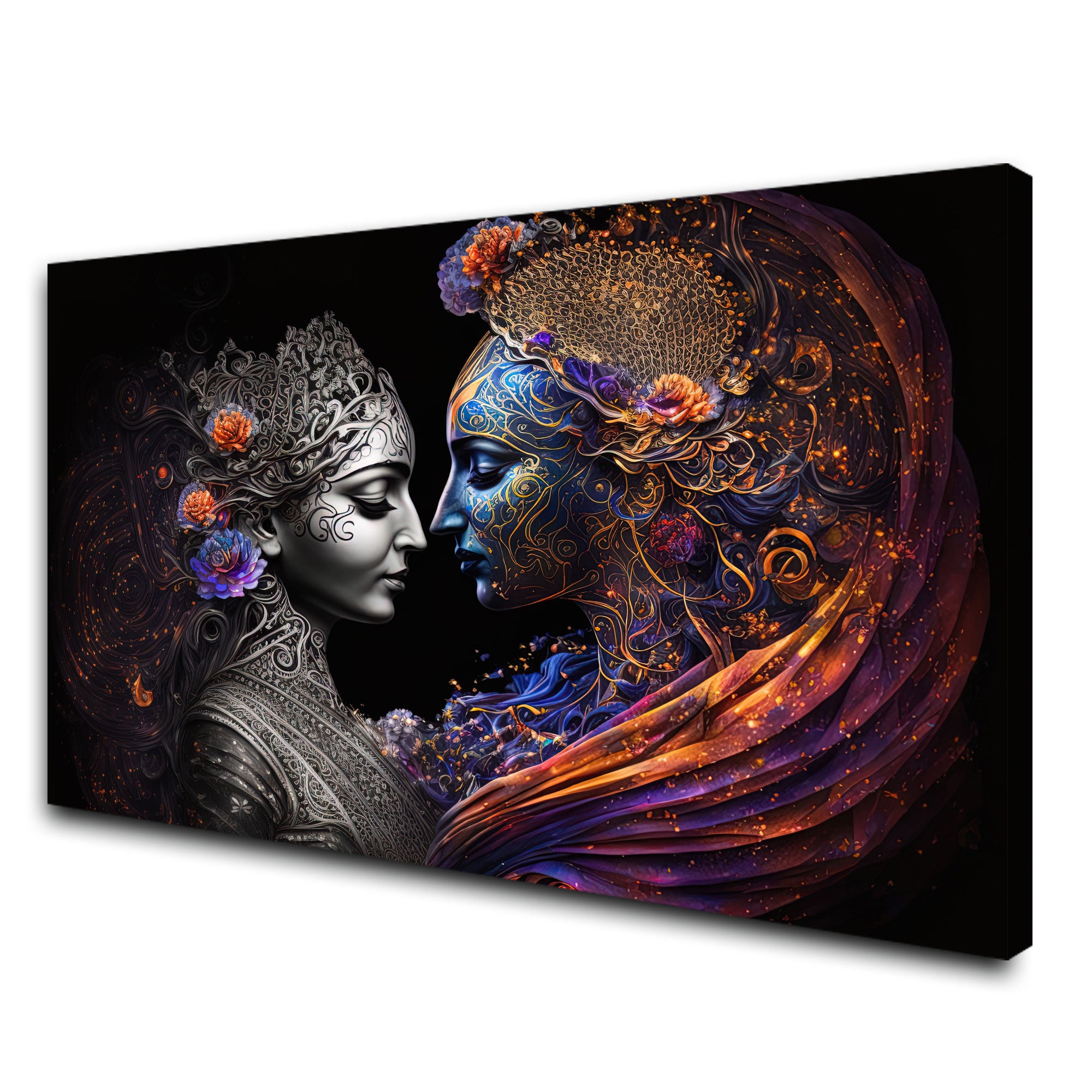 Radha krishana Canvas painting with frame Big Size Wall Art for living room,Bedroom,Drawing room,Hotels