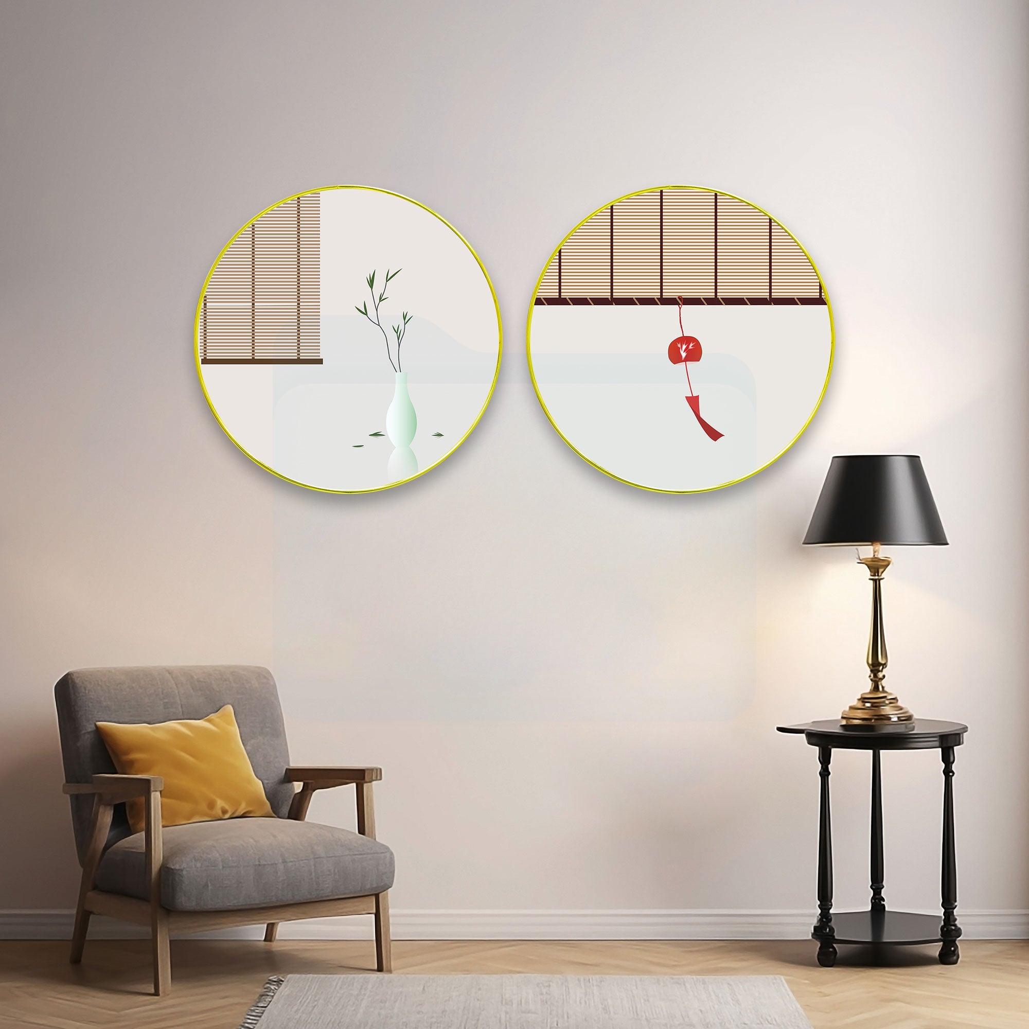 Abstract Sparkle Wooden Wall Plates Set of 2 for Home Decoration Art-47