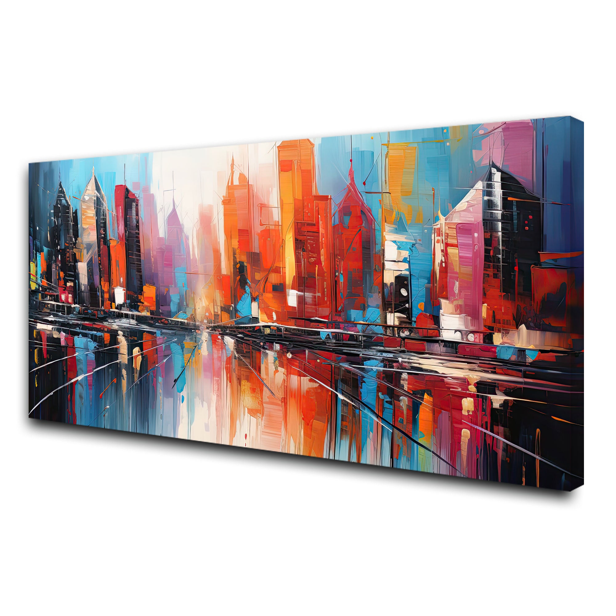 Multi coloursAbstract Canvas painting with frame Big Size Wall Art for living room,Bedroom,Drawing room,Hotels