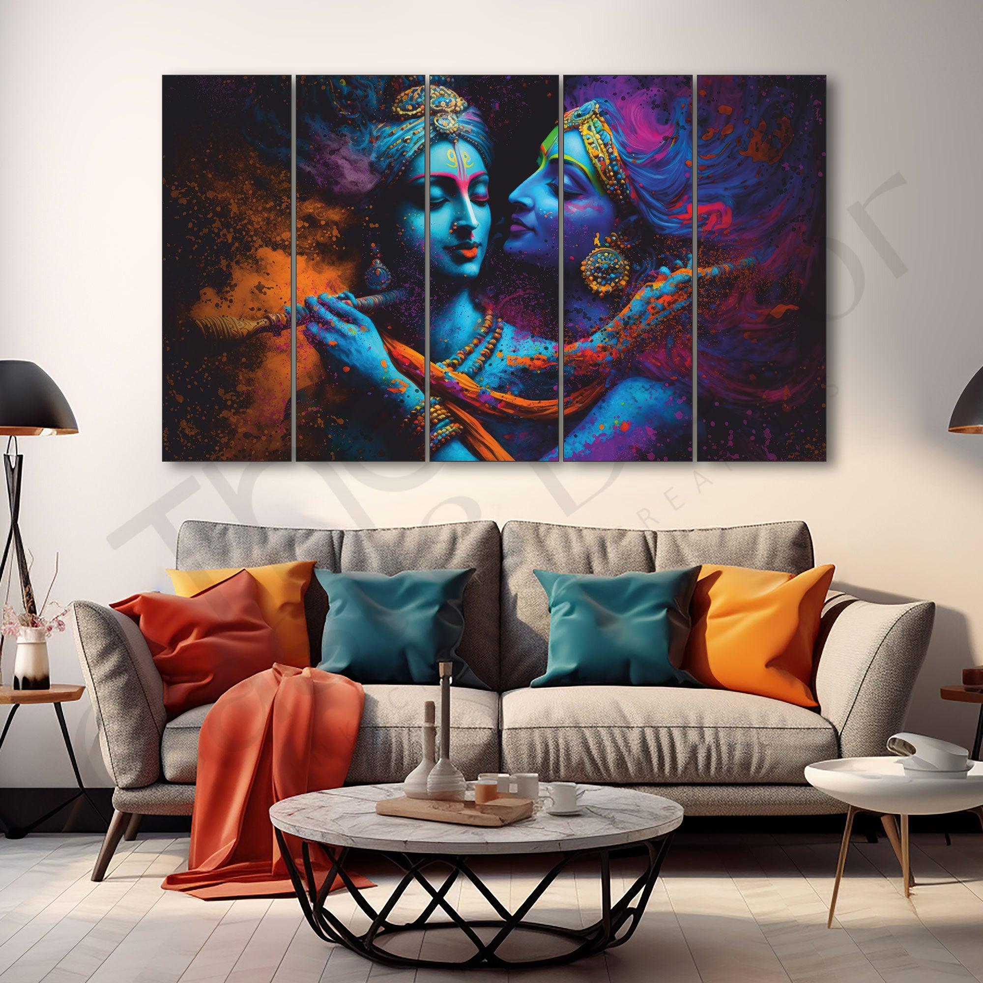 Radha Krishna Love Painting Set of 5 for Home Decoration