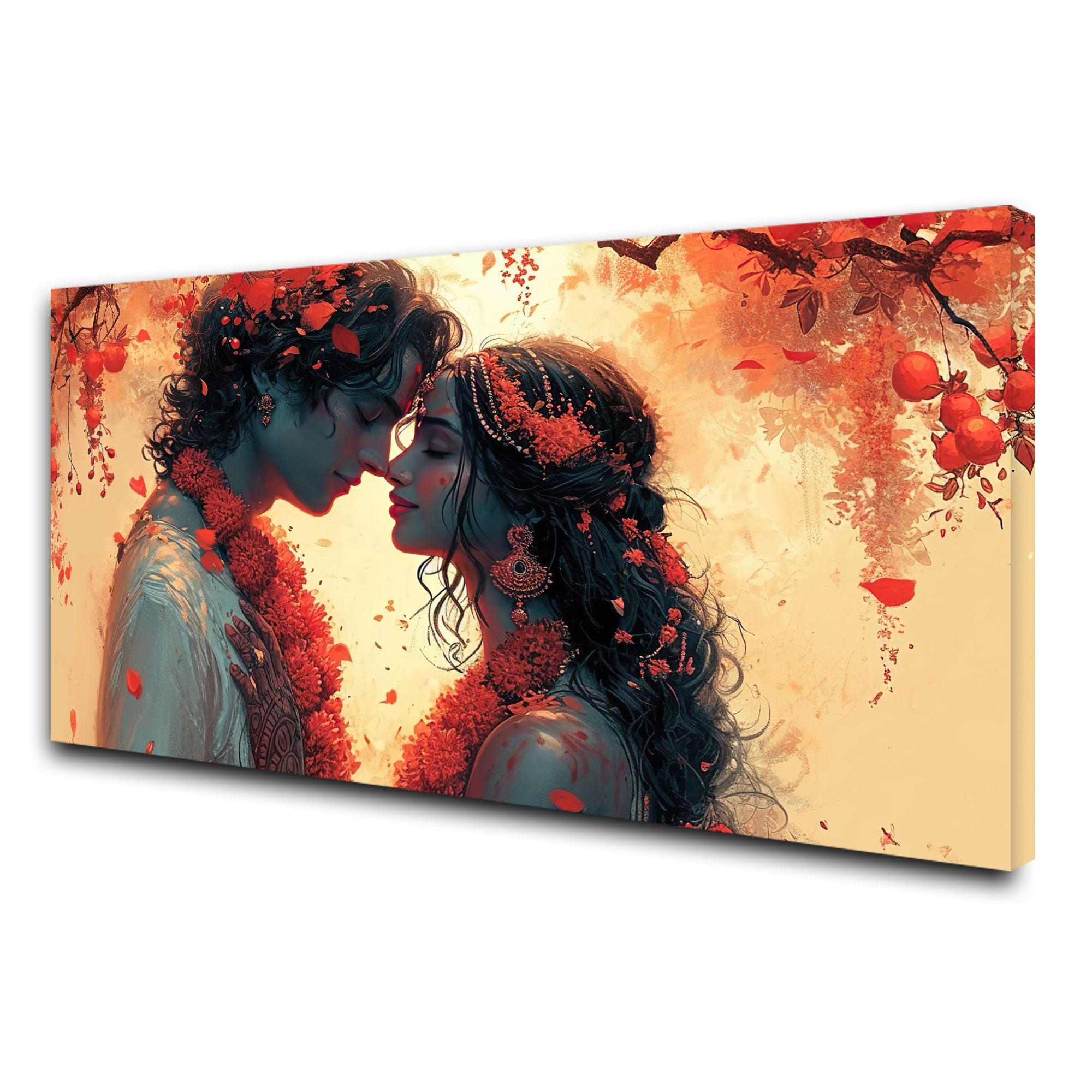 Radha krishana love Canvas painting with frame Big Size Wall Art for living room,Bedroom,Drawing room,Hotels