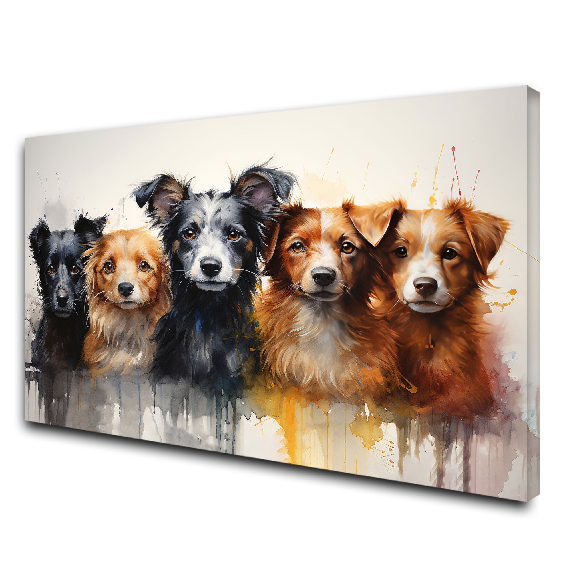 Dogs Canvas painting with frame Big Size Wall Art for living room,Bedroom,Drawing room,Hotels