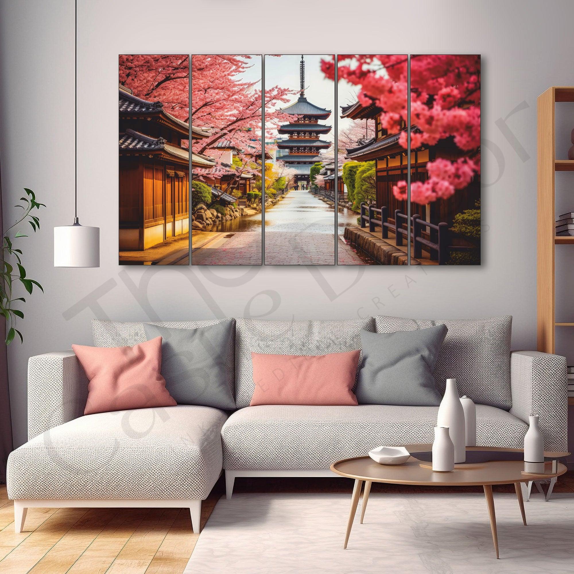 Japanese Street Painting Set of 5 for Home Decoration