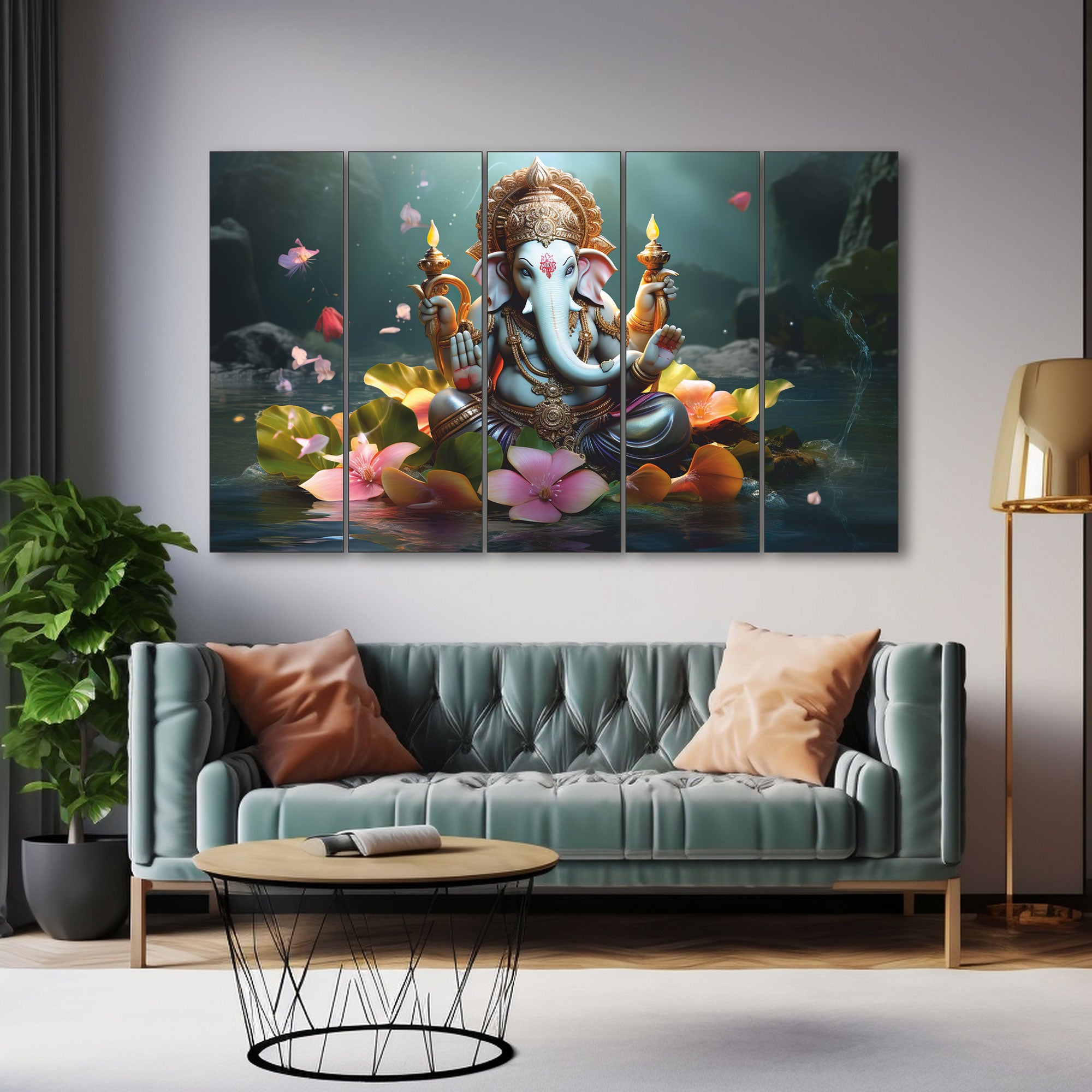 Ganesha Painting with frame Big Size Wall Art for living room,Bedroom,Drawing room,Hotels
