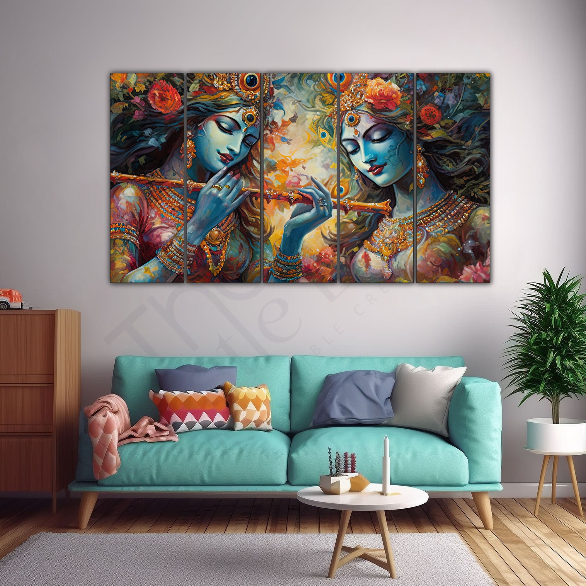 Radha Krishna Painting with frame Big Size Wall Art for living room,Bedroom,Drawing room,Hotels