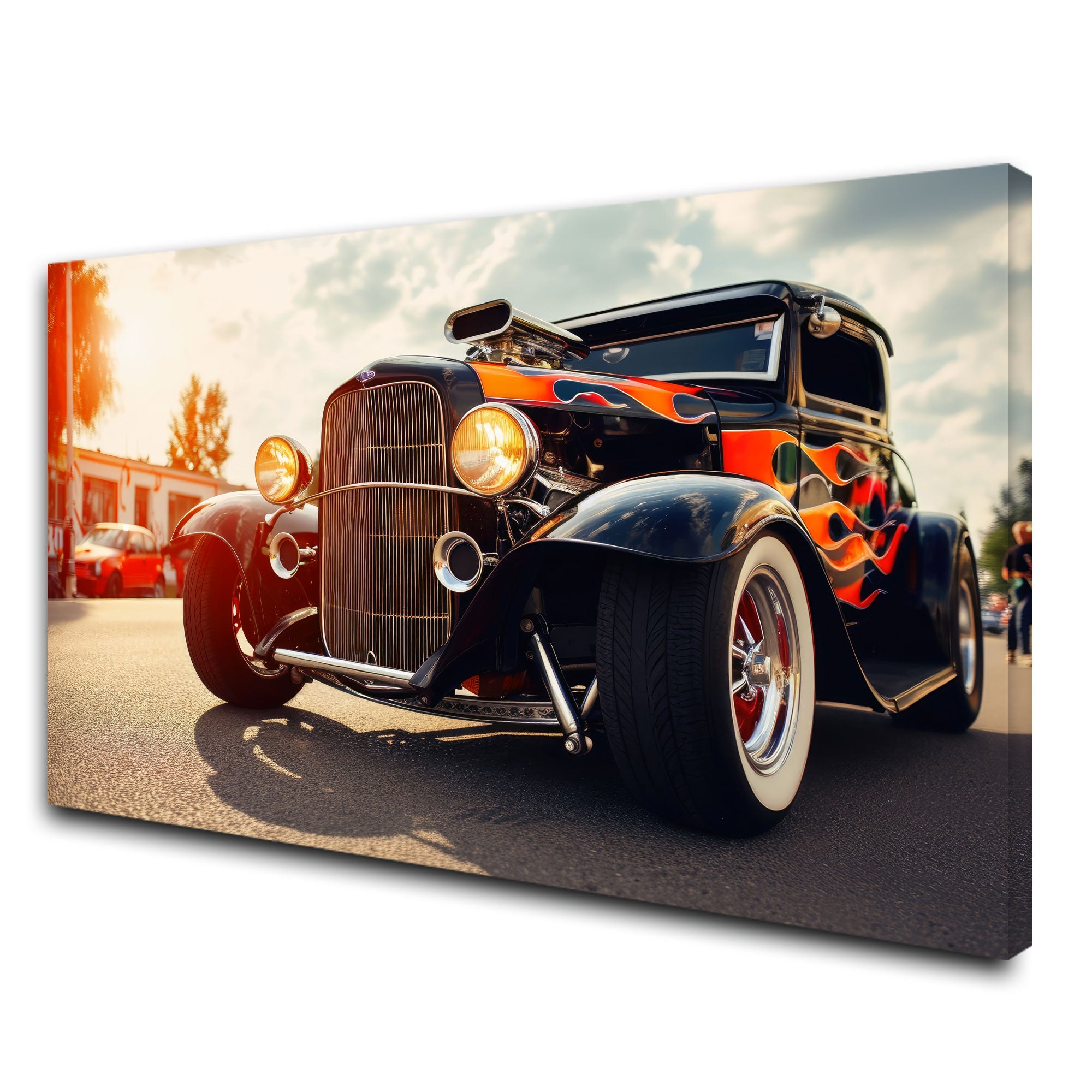Vintage car Canvas painting with frame Big Size Wall Art for living room,Bedroom,Drawing room,Hotels