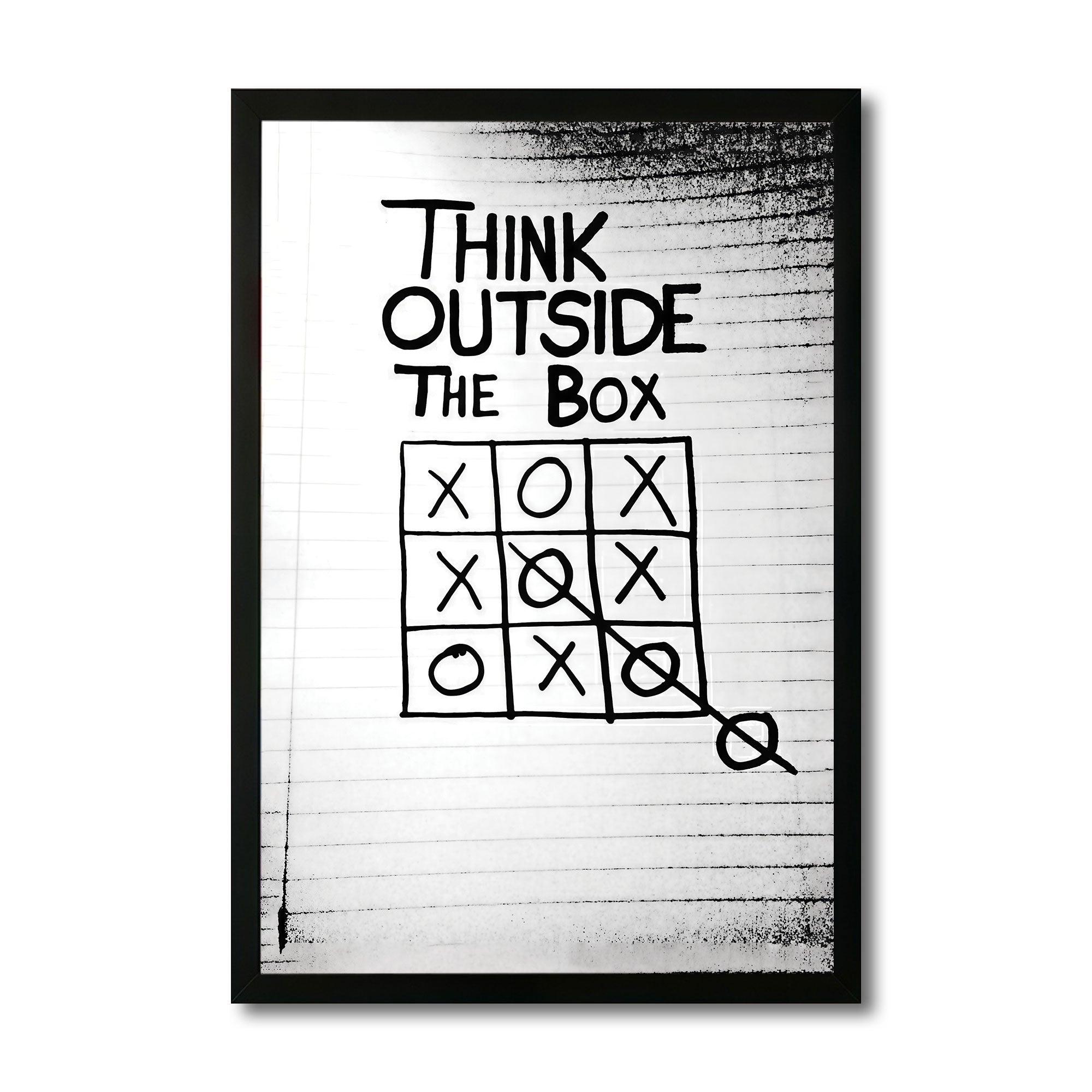 The Castle Decor Think Outside The Box Wall Art Frame | Creative Motivation Poster for Office, Startup Workspace, Study Room | Black White Minimal Design HD Print