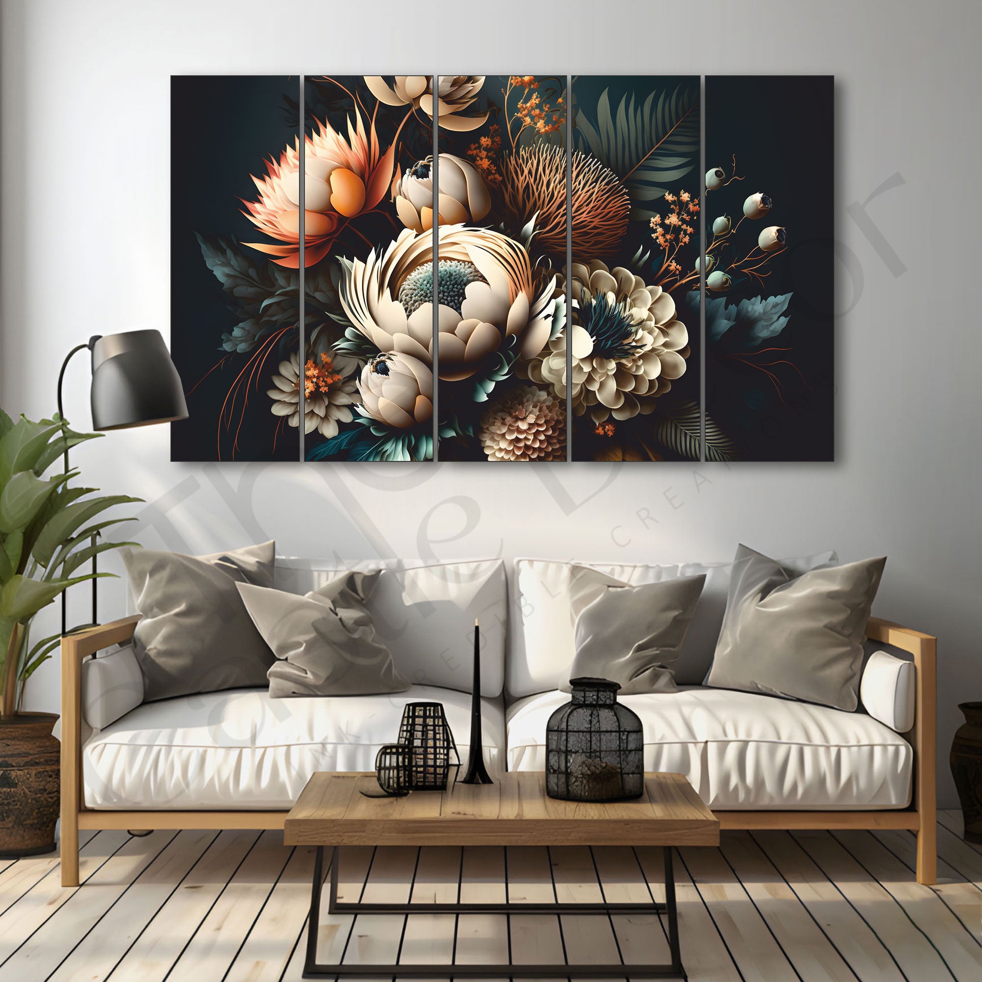 Lord Beautiful Floral Painting Set of 5 for Home Decoration