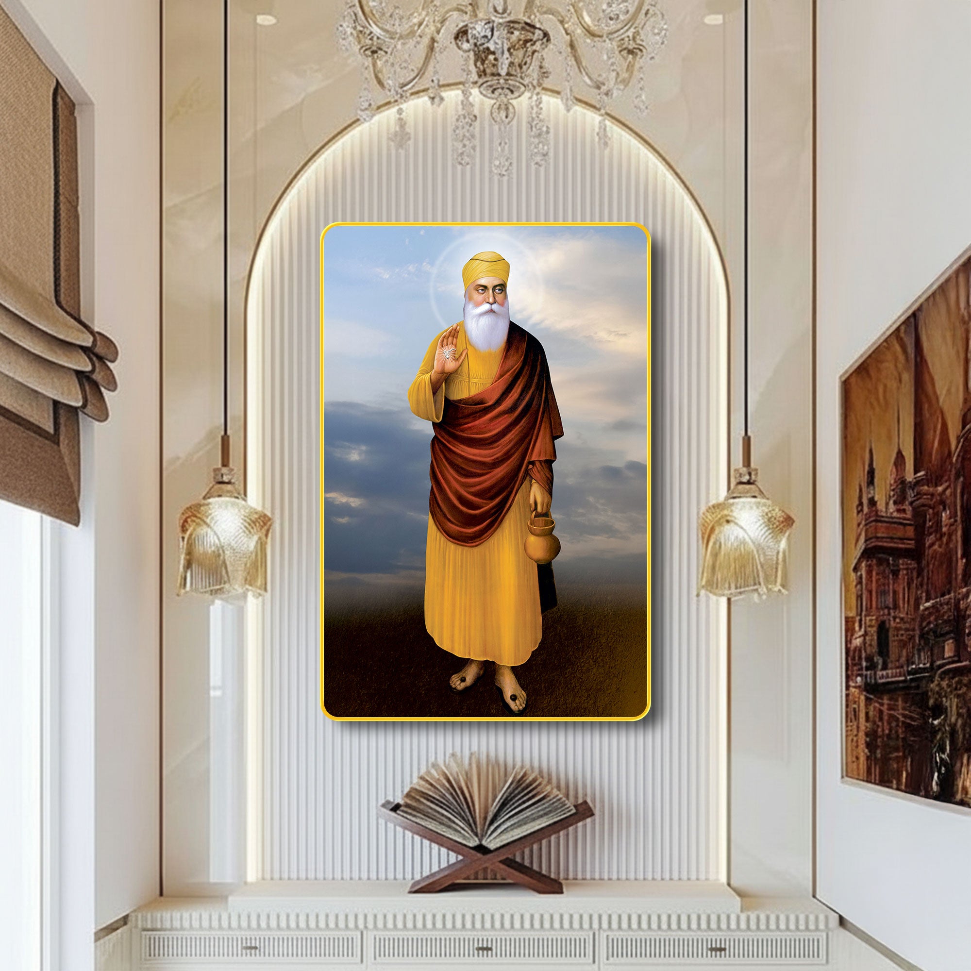 The Castle Decor Guru Nanak Dev Ji Wall Frame | Spiritual Sikh Wall Art for Home, Living Room, Bedroom, Office & Gift Décor 20X30 Inches