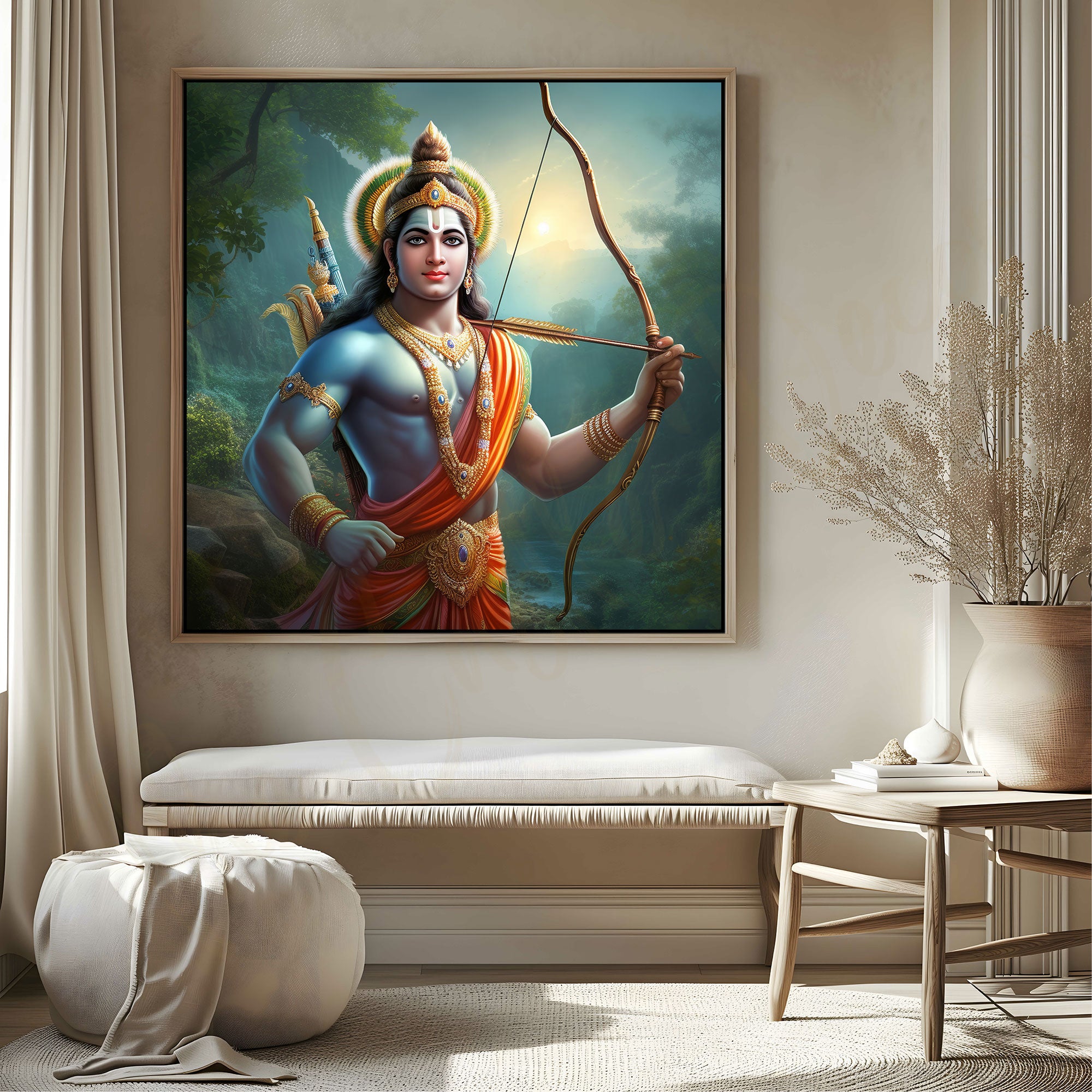 Ram mandir/Jai sri Ram painting with frame Big Size Wall Art for living room,Bedroom,Drawing room,Hotels