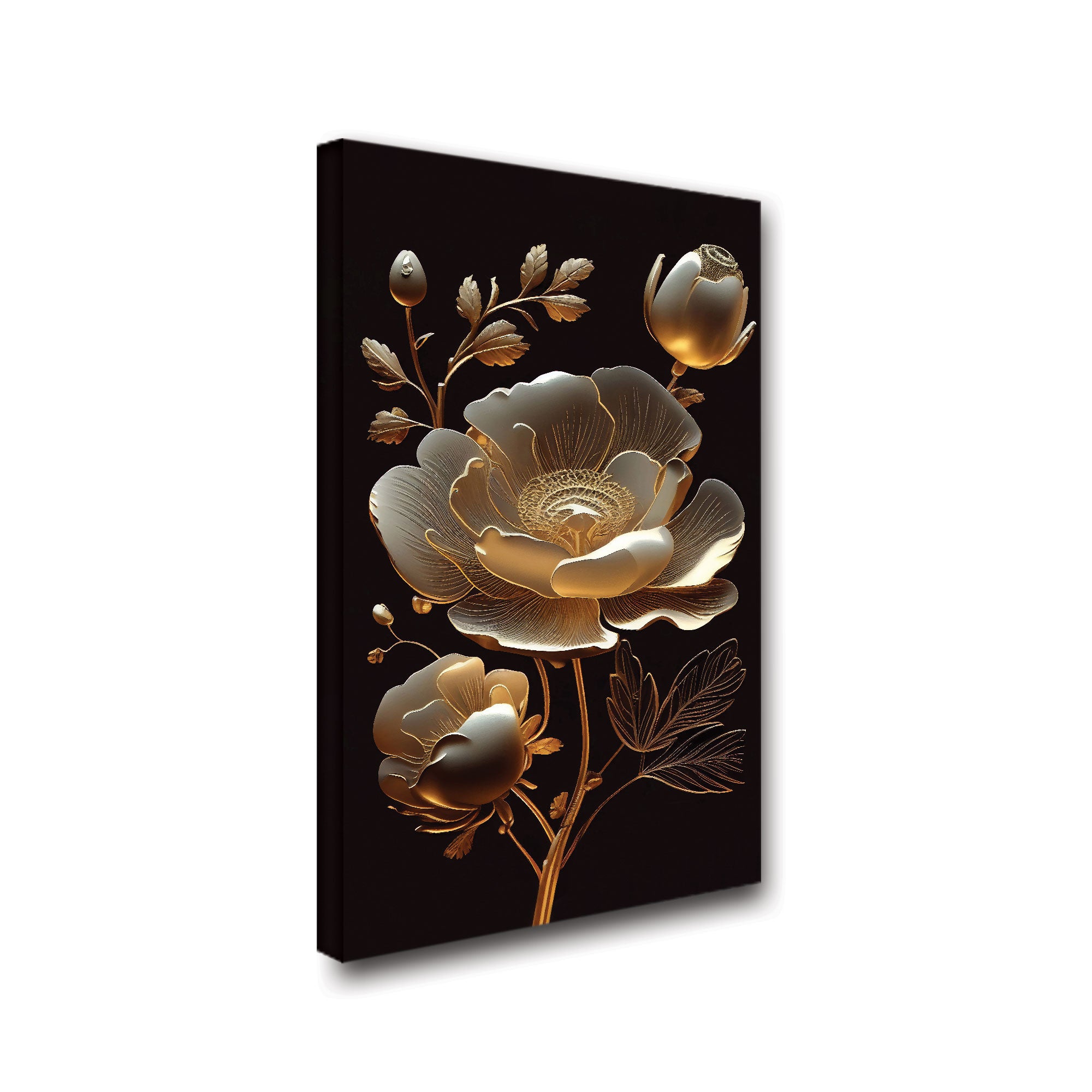 Golden flower Canvas painting with frame Big Size Wall Art for living room,Bedroom,Drawing room,Hotels