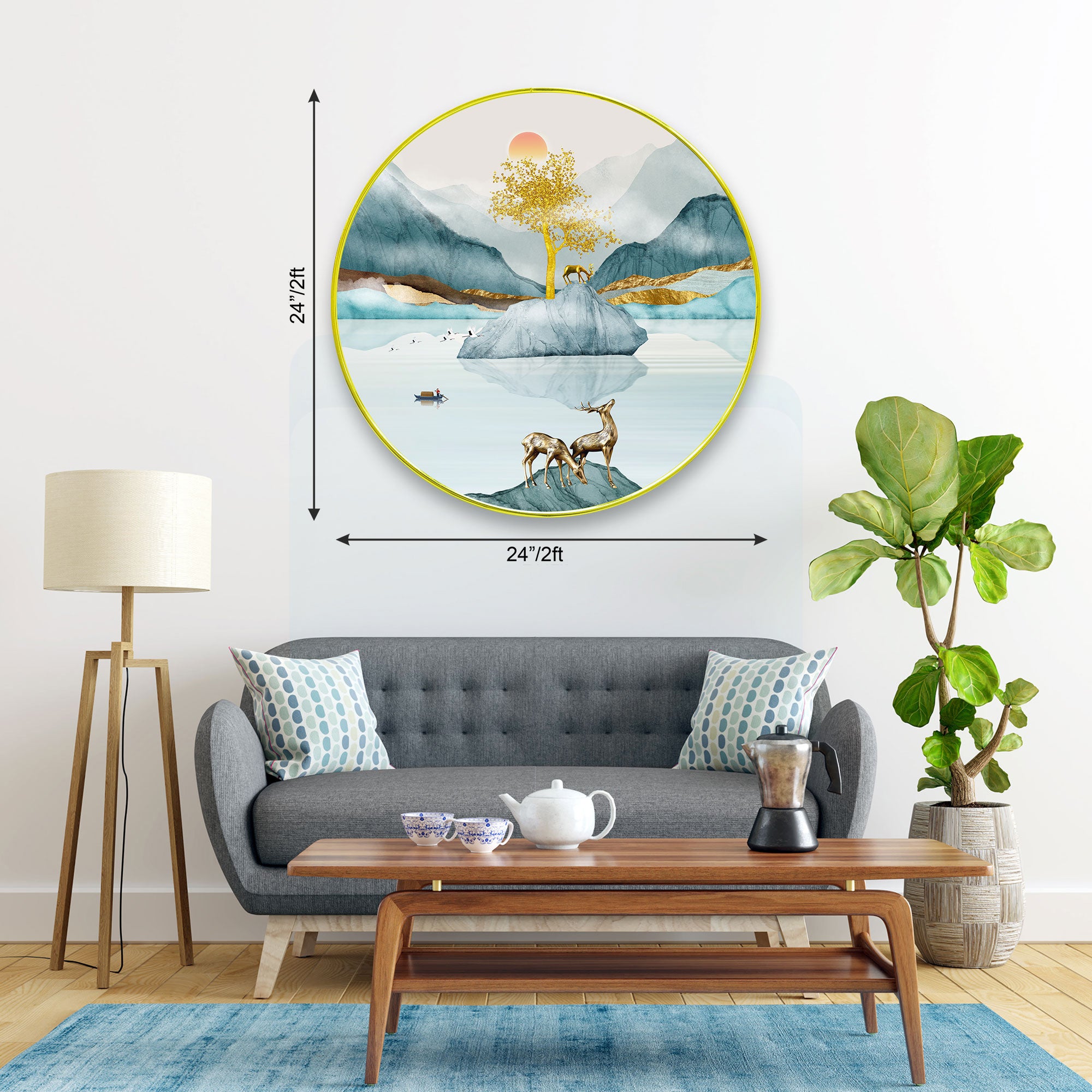 Deer Sparkle Wooden Wall Plate for Home Decoration Art-08