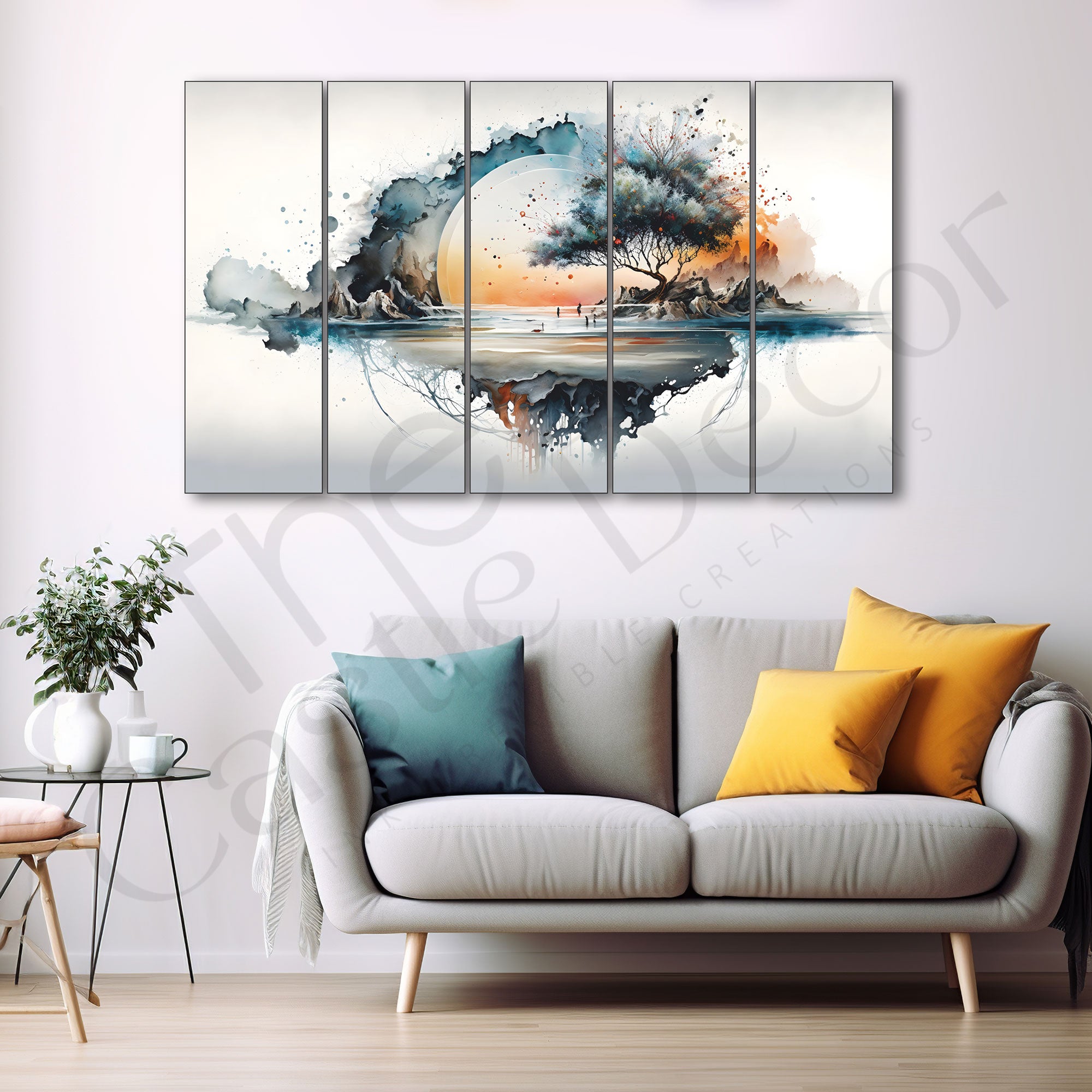 Watercolour Painting Set of 5 for Home Decoration