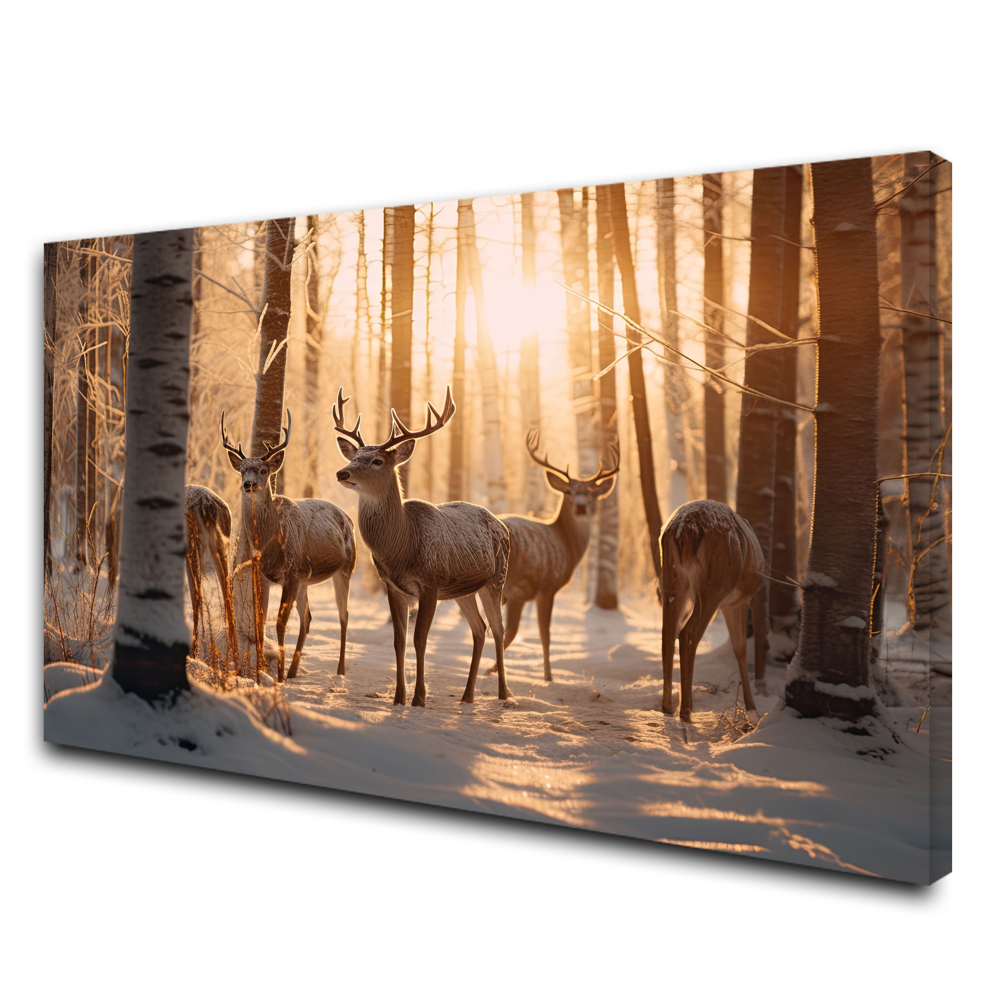 Canvas painting forest deer with frame Big Size Wall Art for living room,Bedroom,Drawing room,Hotels