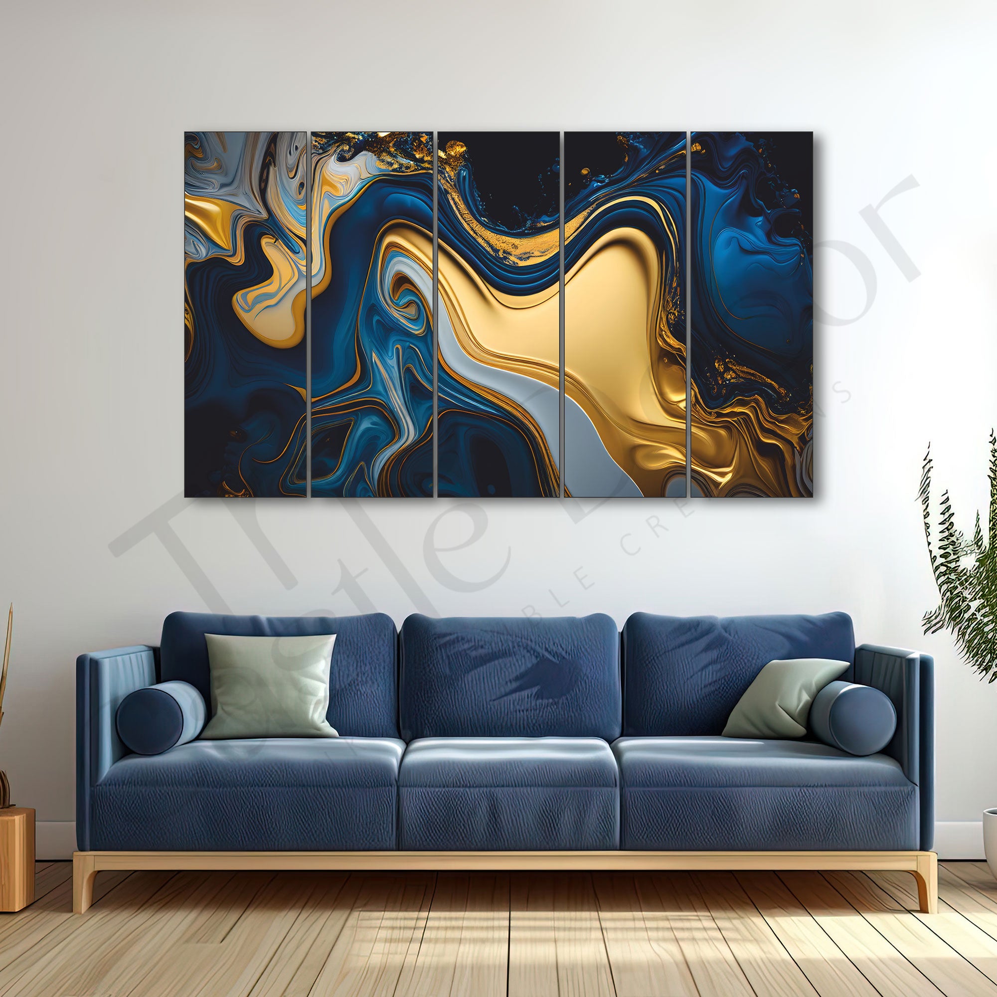 Marble Abstract Painting Set of 5 for Home Decoration